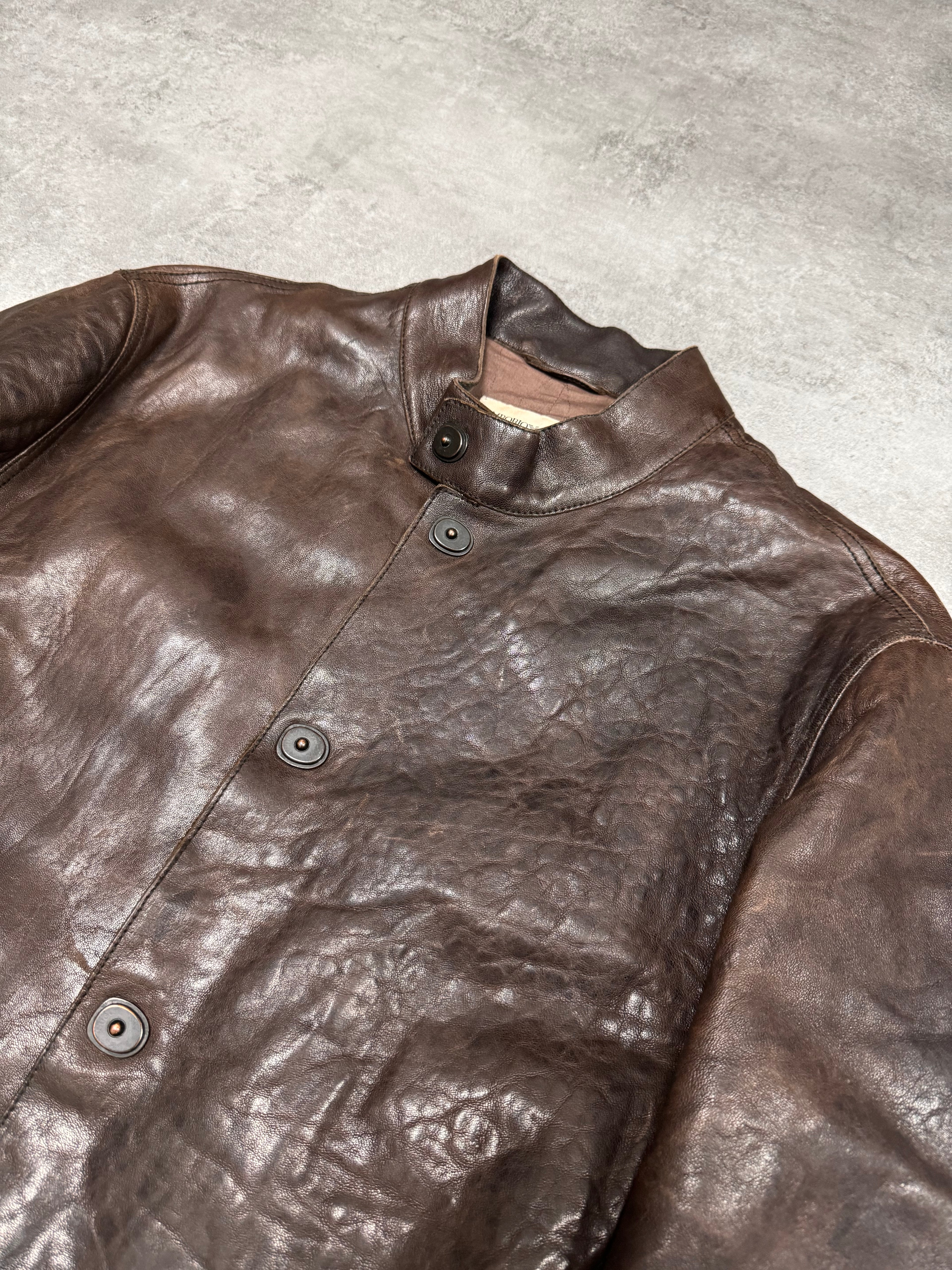 FW2006 Emporio Armani Brut Leather Bomber Jacket (M/L)