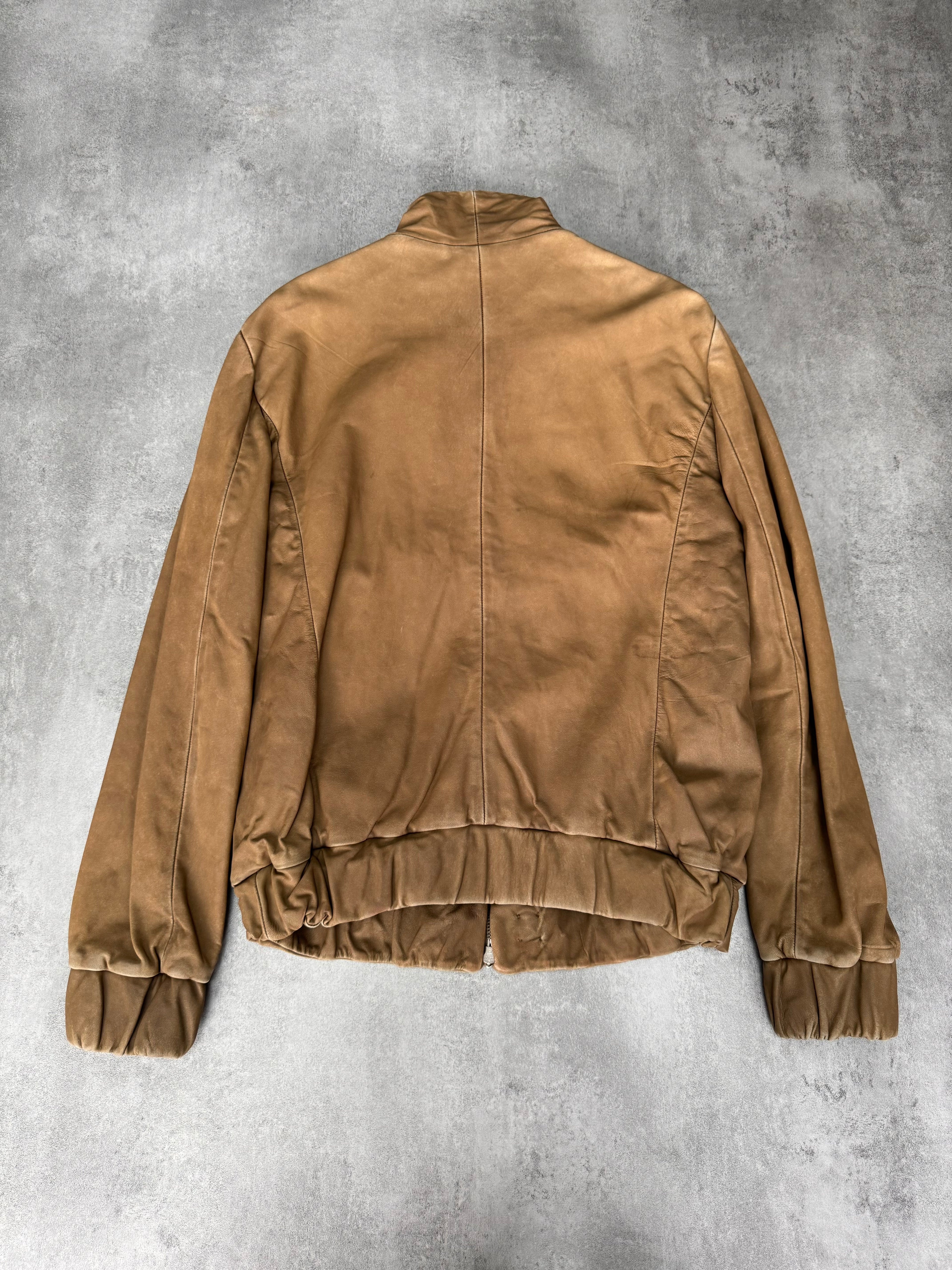 SS2011 Emporio Armani Asymmetrical Collar Leather Jacket