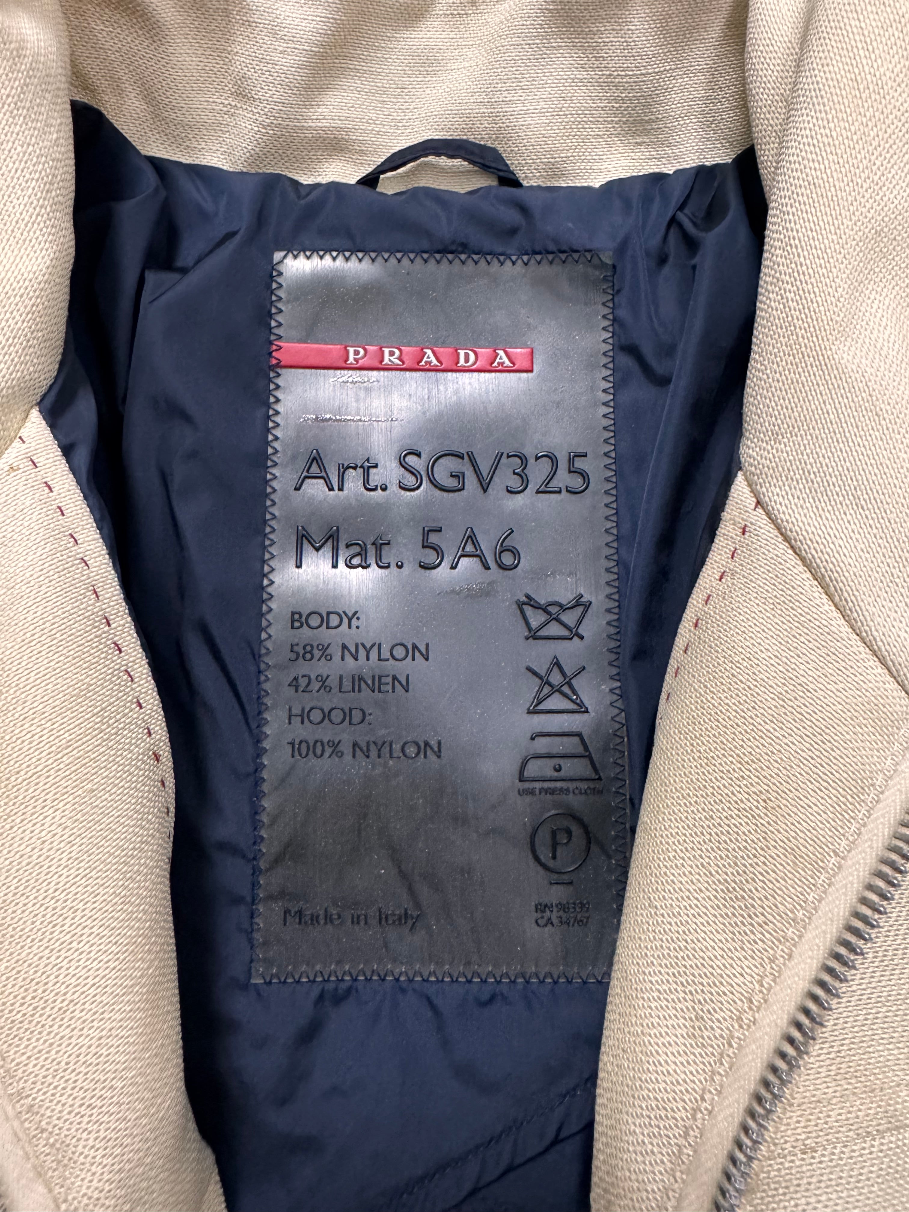 2000s Prada Beige Nylon Linen Jacket