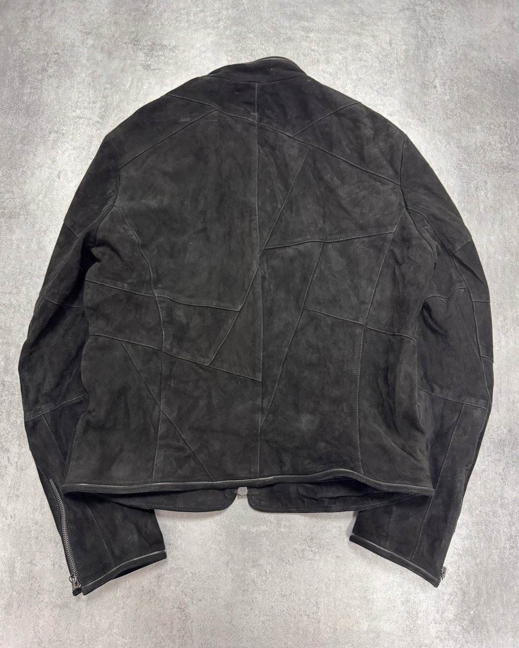 SS2011 Emporio Armani Black Patchwork Suede Goat Leather Jacket