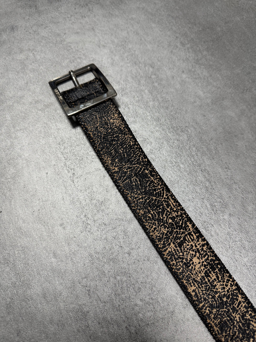 Versace Black Cracked Leather Belt
