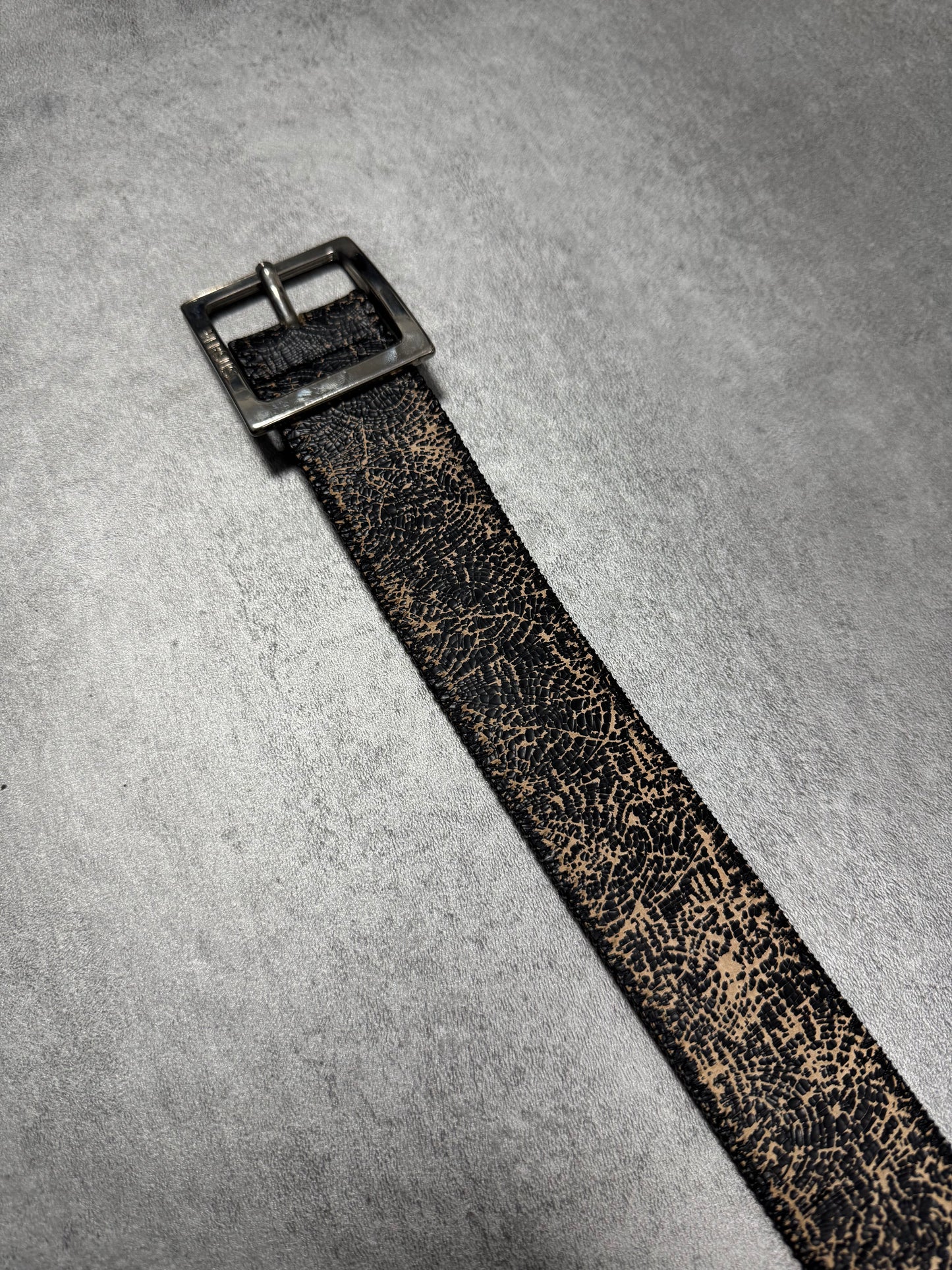 Versace Black Cracked Leather Belt (OS)