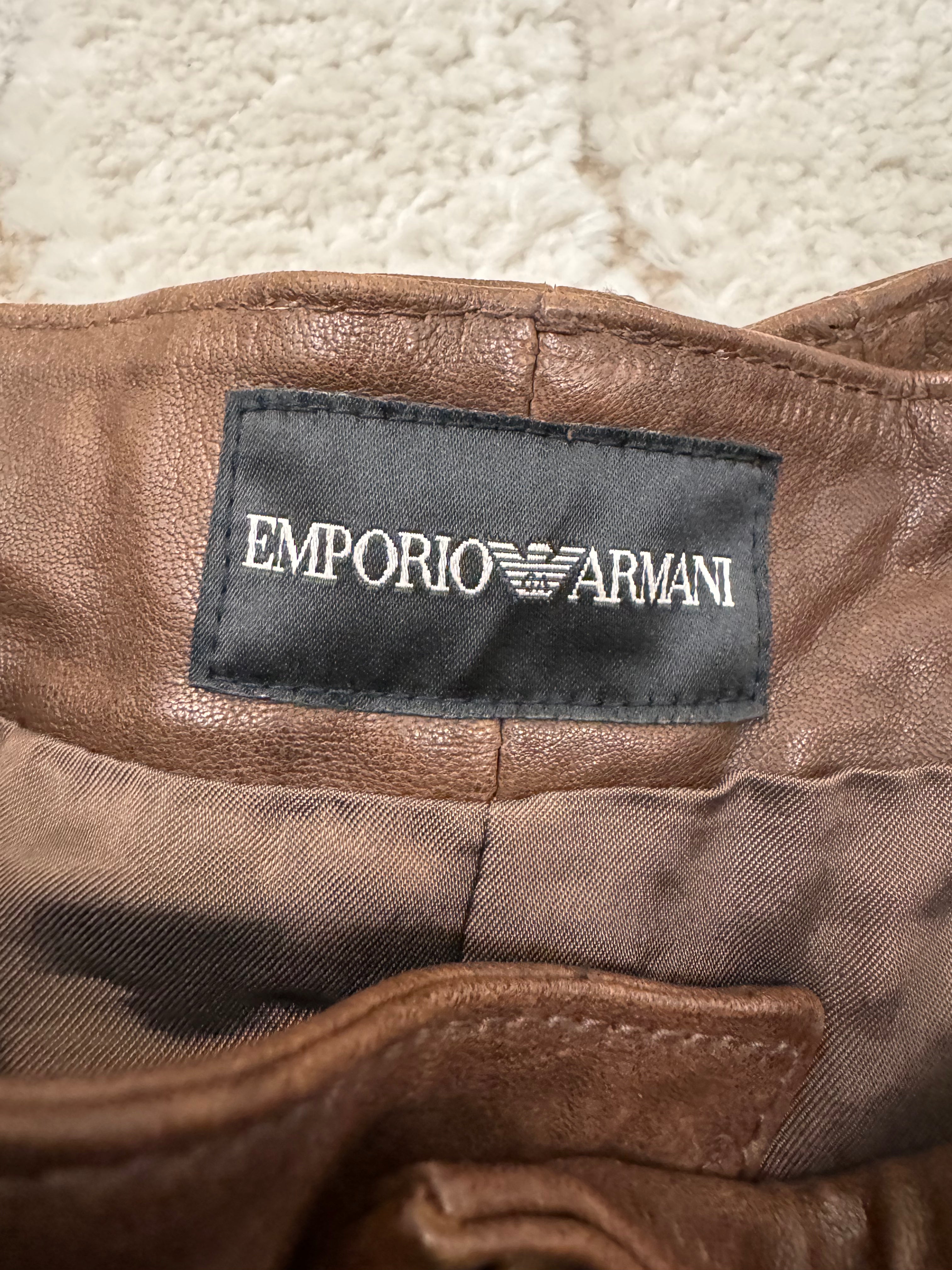 2000年代 エンポリオ アルマーニ ミリタリー レザー カーゴ ショートパンツ (M/L)