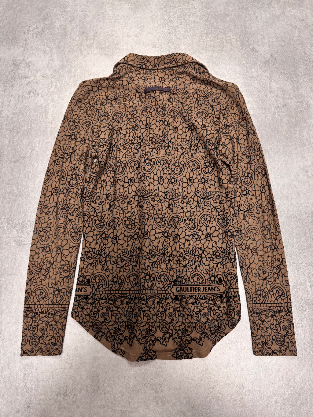 1990s Jean Paul Gaultier Glamour Velvet Khaki Shirt