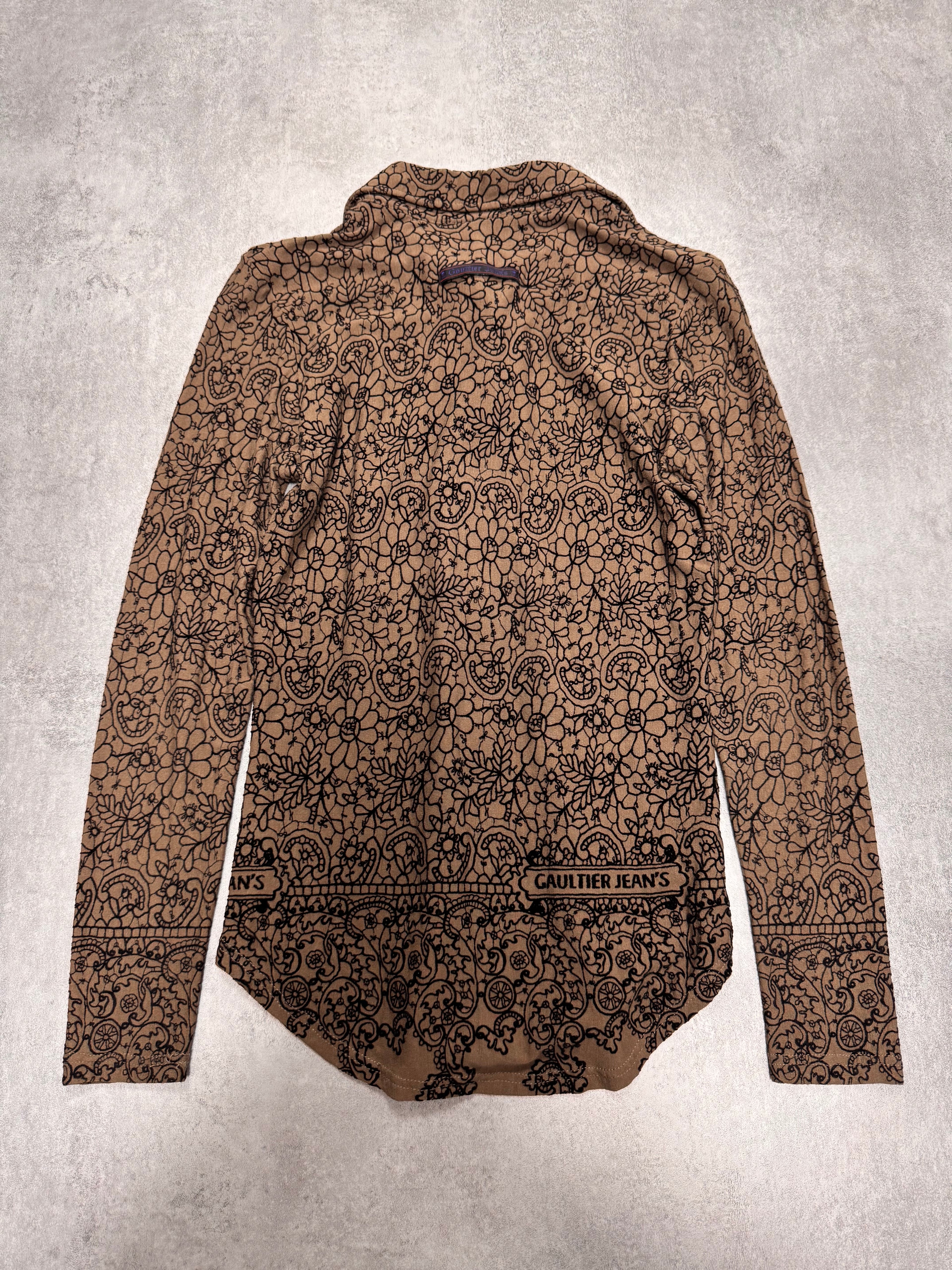 1990s Jean Paul Gaultier Glamour Velvet Khaki Shirt