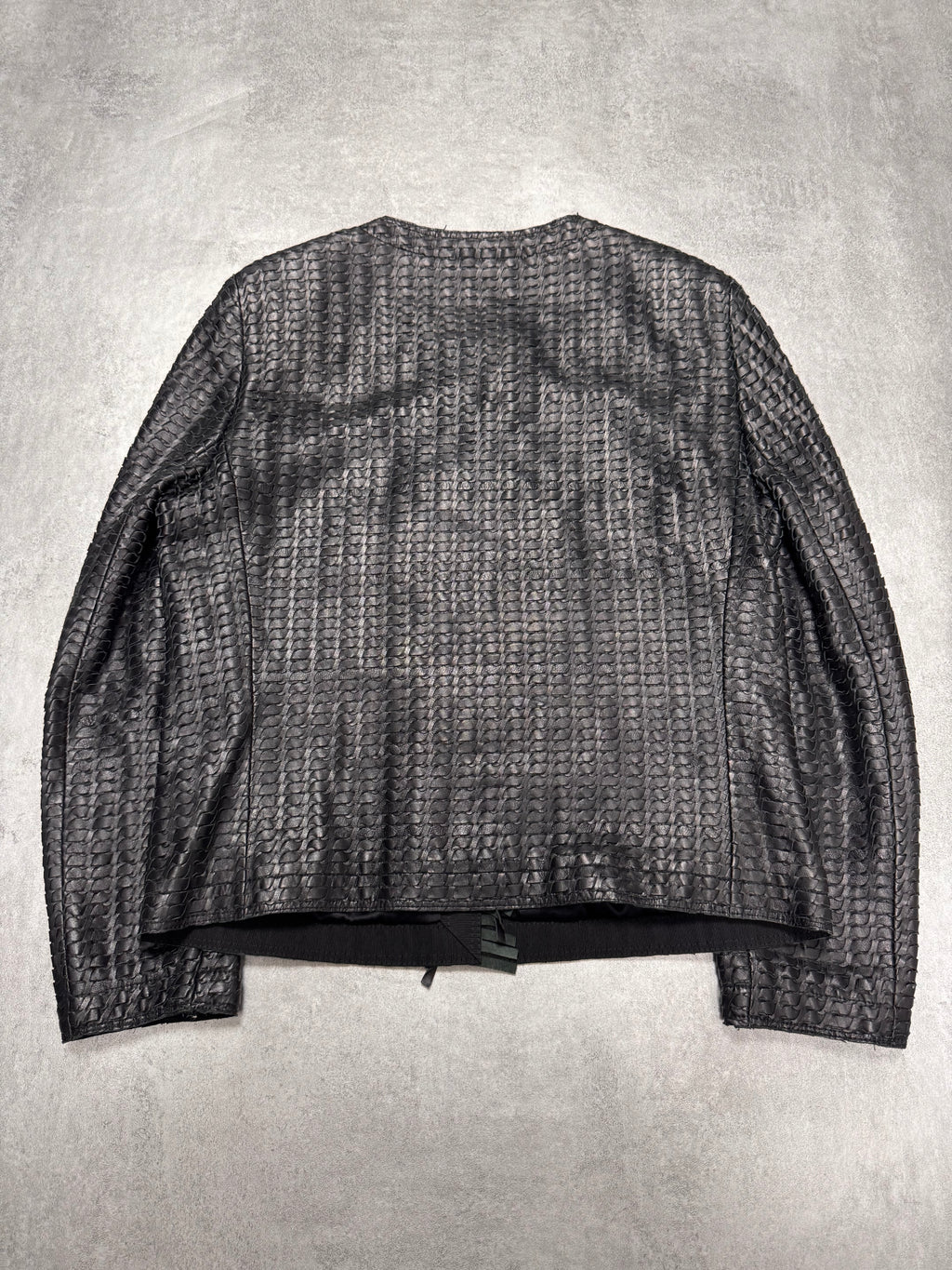 2000s Dolce & Gabbana Woven Black Leather Jacket