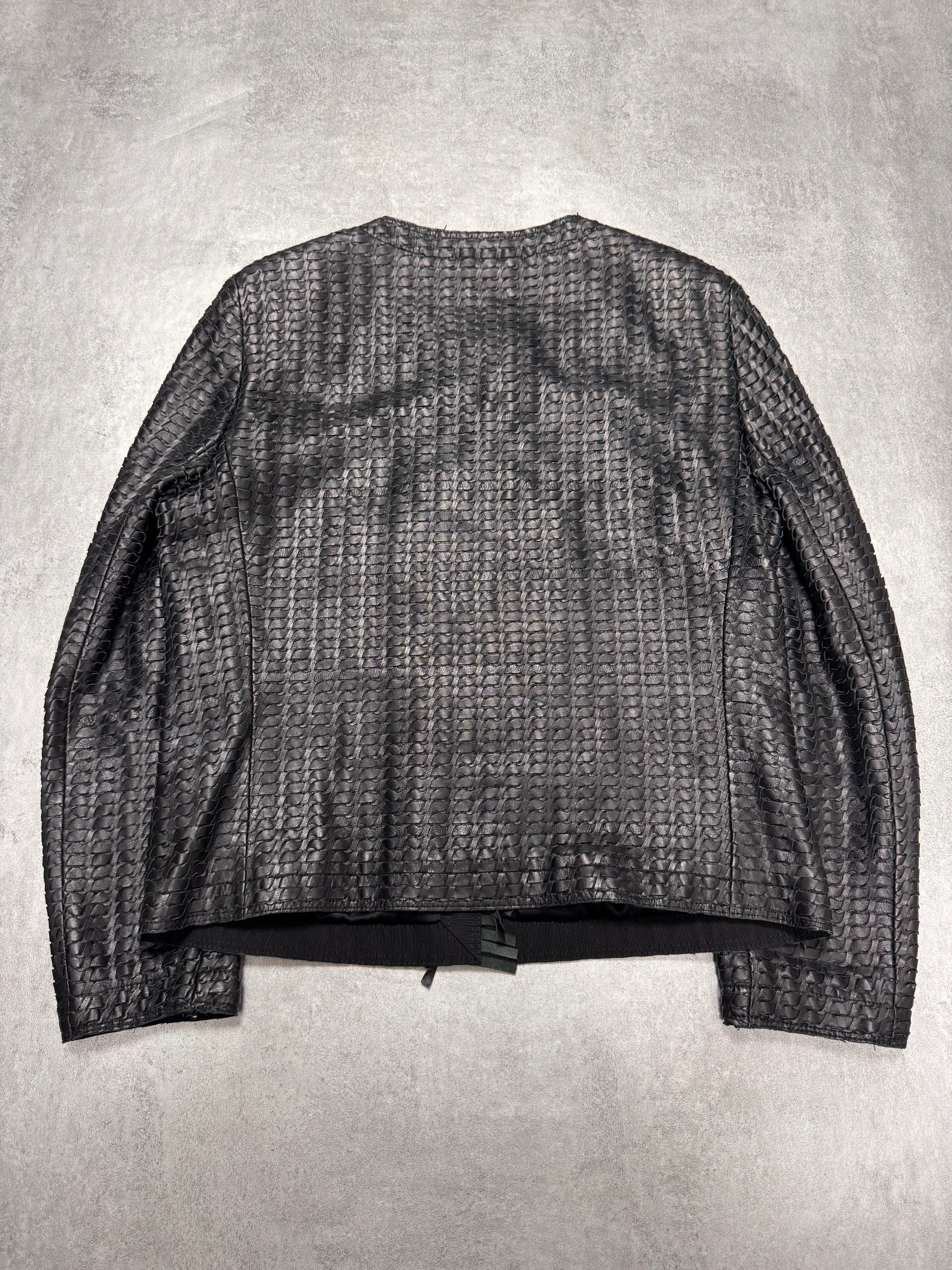 2000s Dolce & Gabbana Woven Black Leather Jacket