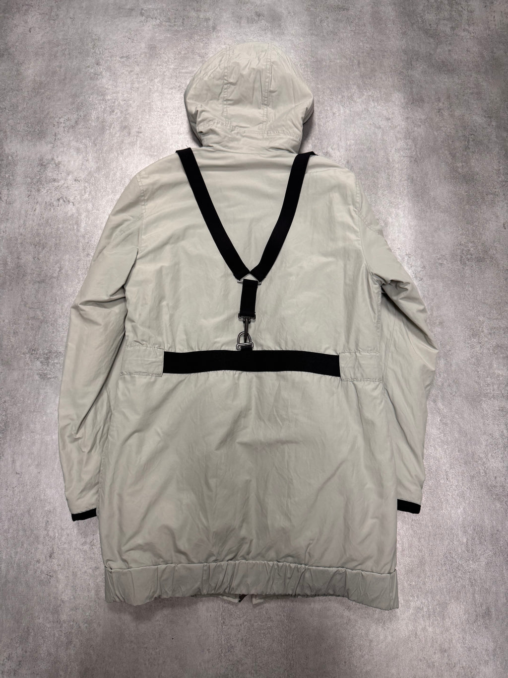 2000s Dolce & Gabbana Parachute Straps Grey Hooded Coat