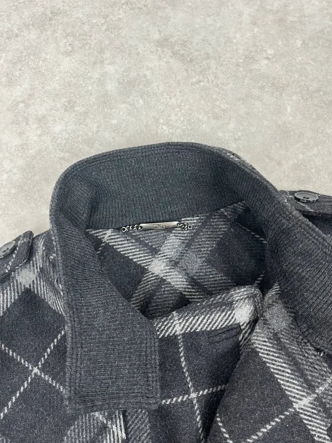 2000s Dolce & Gabbana Grey Checkered Wool Buttoned Jacket DZbWxyq 9