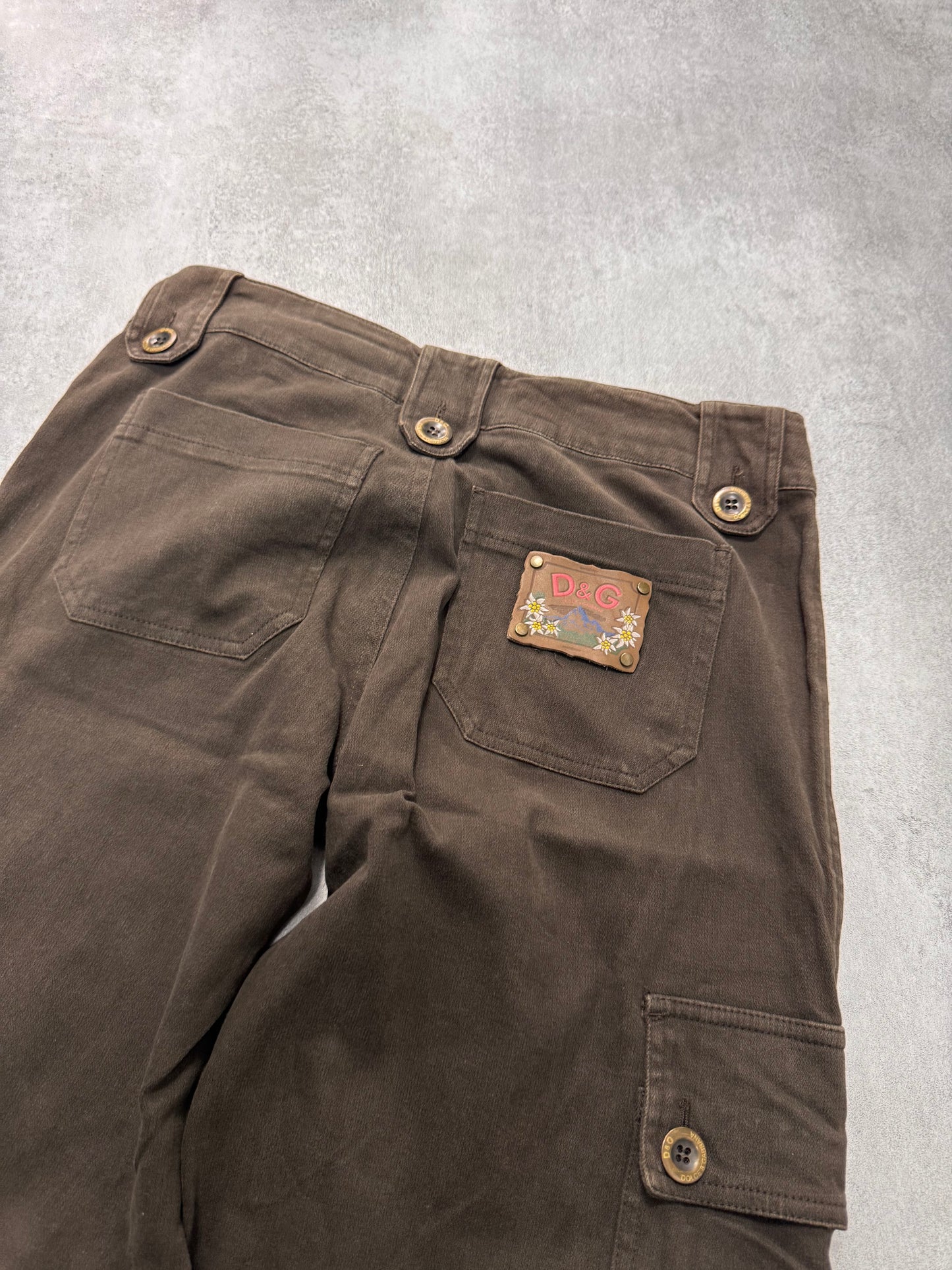 2000s Dolce & Gabbana Cargo Long Zips Brown Pants (XS/S)