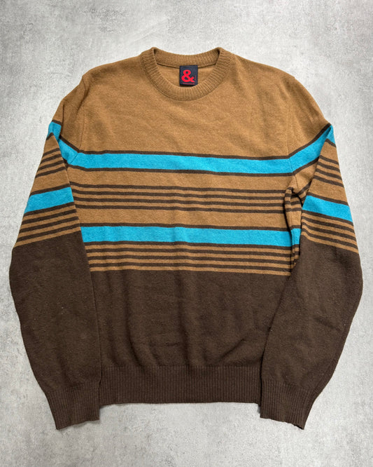 2000s Dolce & Gabbana Brown & Blue Sripes Lambwool Sweater (S)