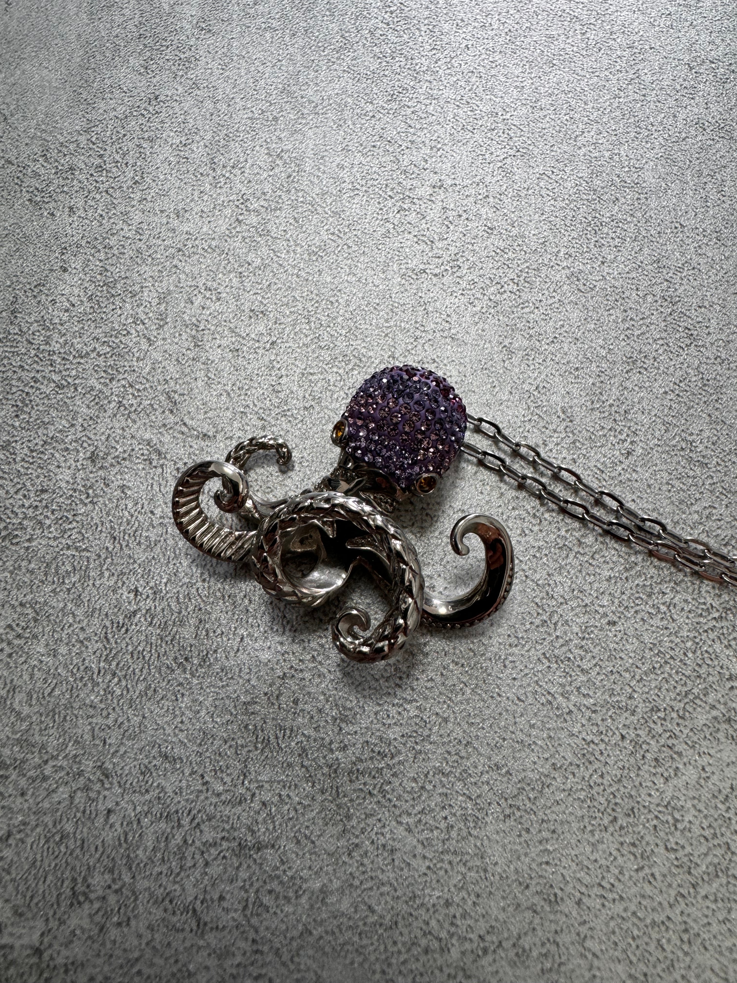 Cavalli Purple Octopus Stainless Steel Necklace