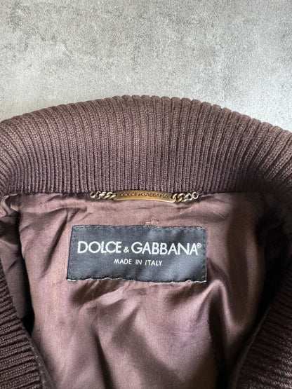 AW2004 Dolce & Gabbana Brown 2 in 1 Detachable Leather Jacket (M) - 13