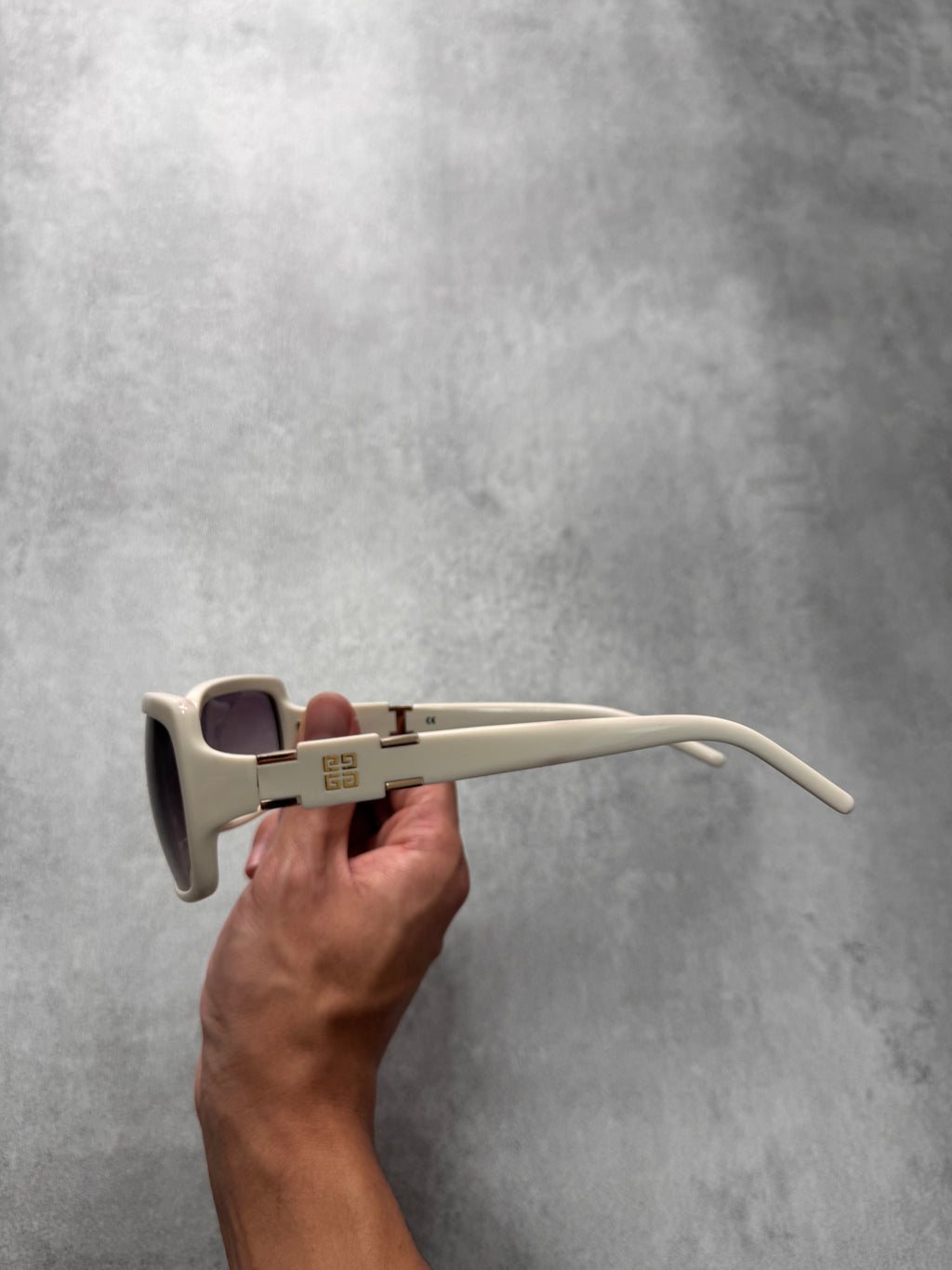 2000s Givenchy White Rectangle Sunglasses