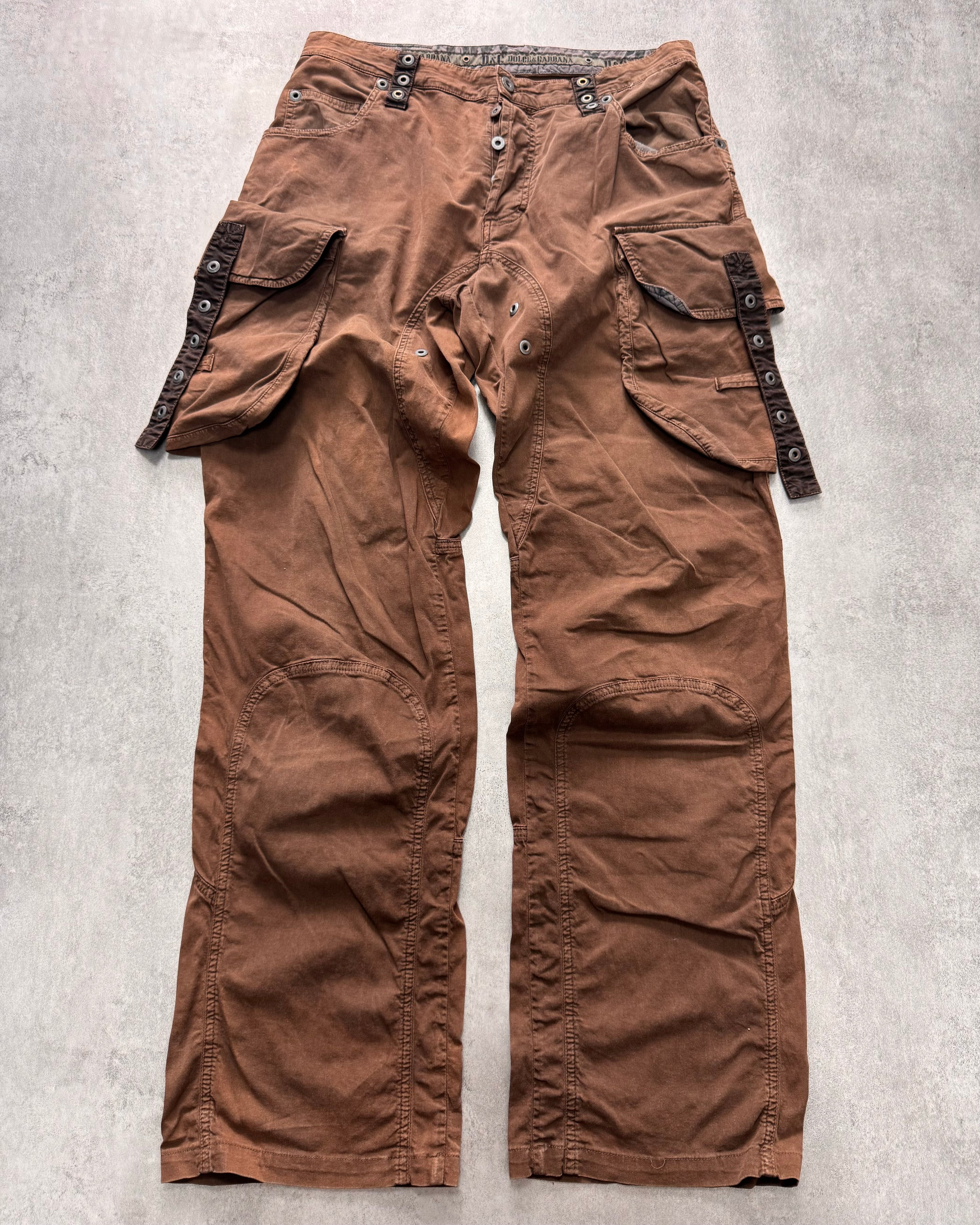 SS2004 Dolce & Gabbana Parachute Cargo Brown Pants