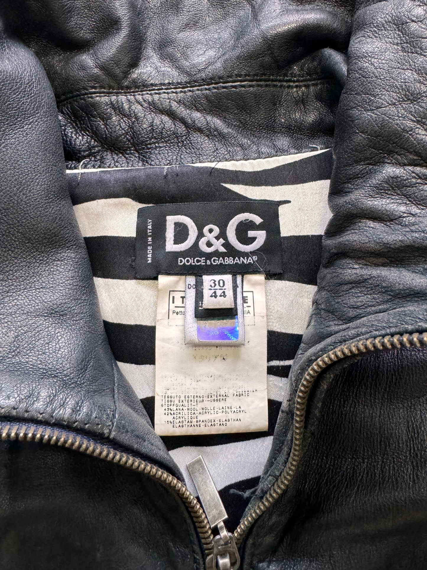 2000s Dolce & Gabbana Plissé Hybrid Leather Jacket (XS)