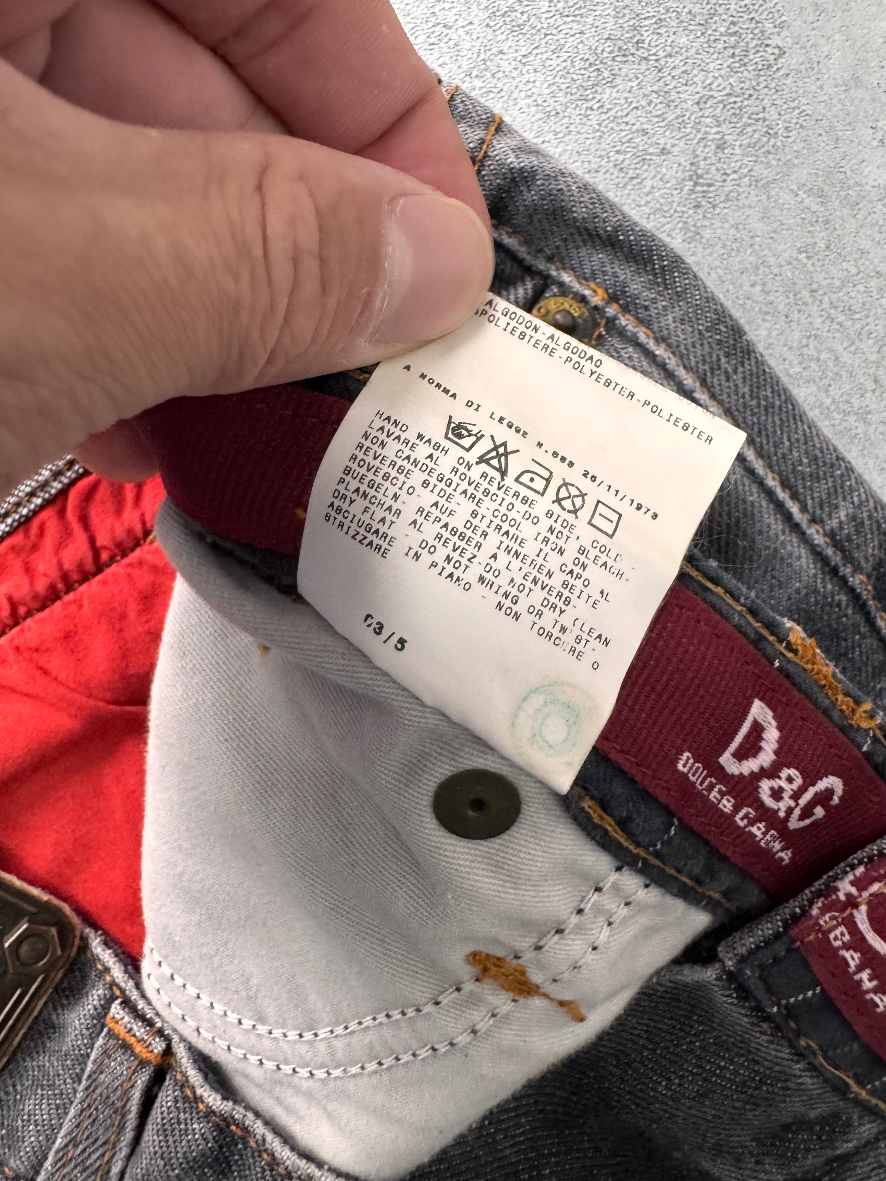 AW2003 Dolce & Gabbana Raw Grey Denim Jeans