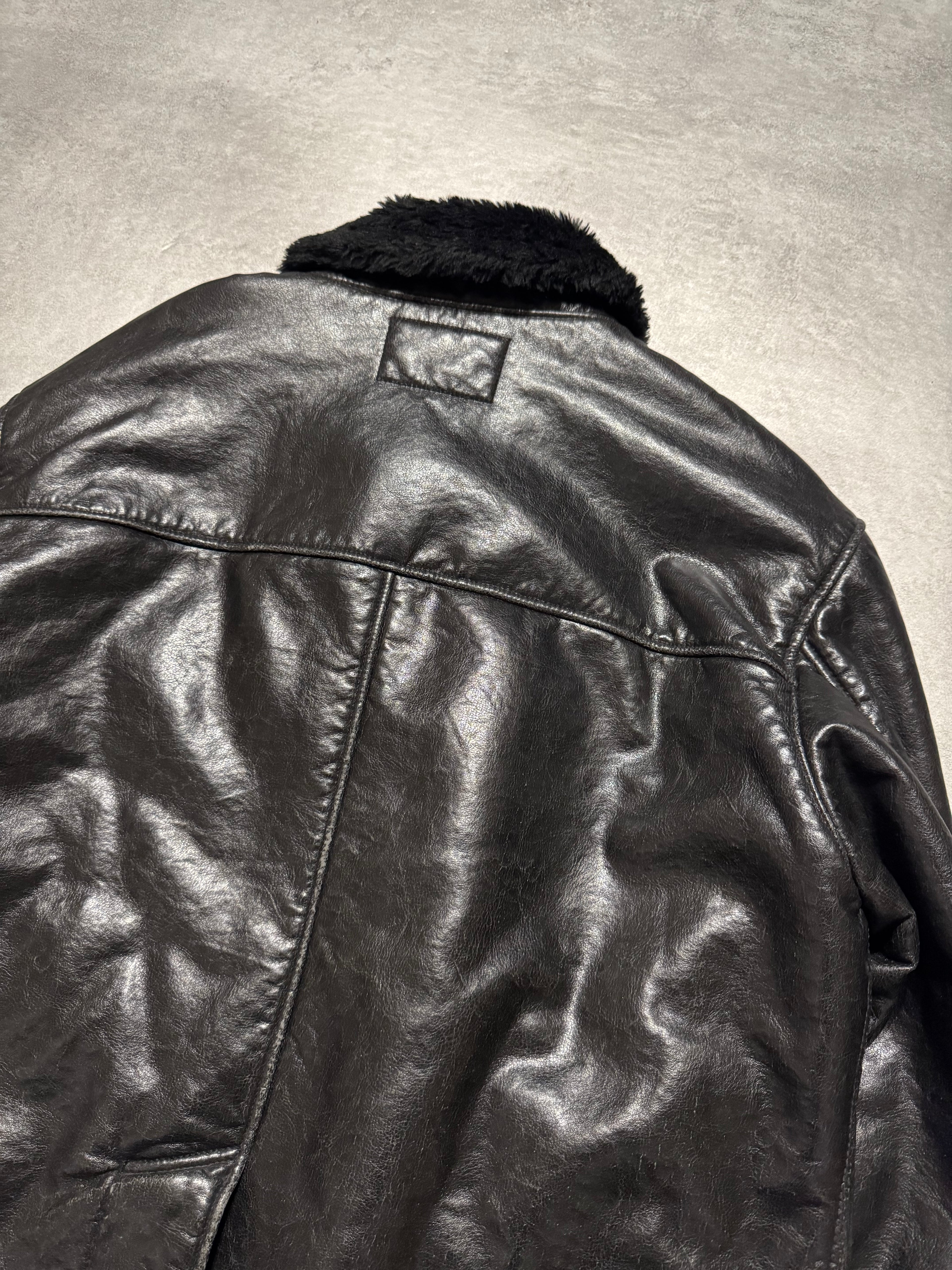 2000s Armani Faux Shearling Black Jacket