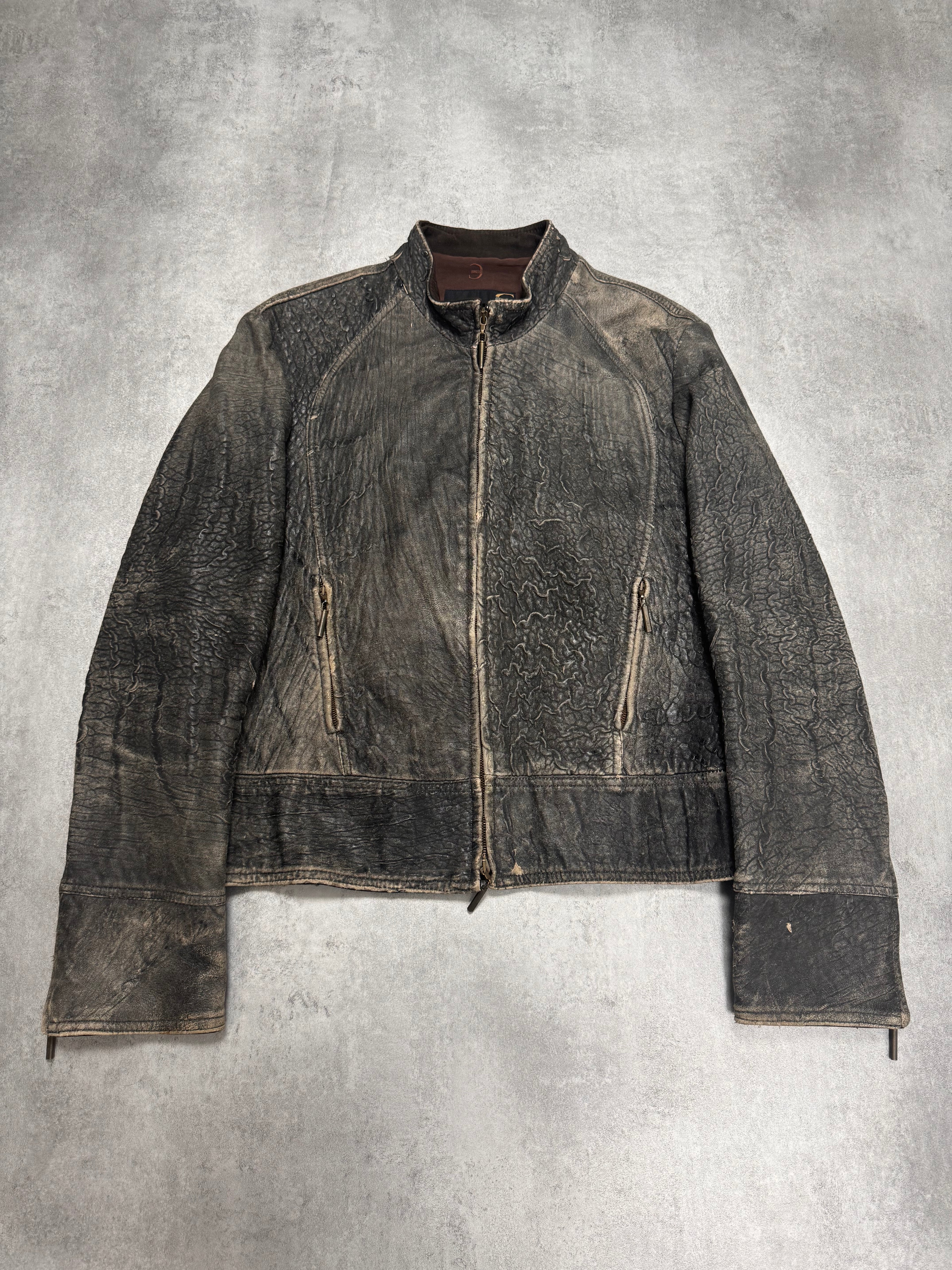 2000s Cavalli Scarred Raw Leather Jacket (M/L)