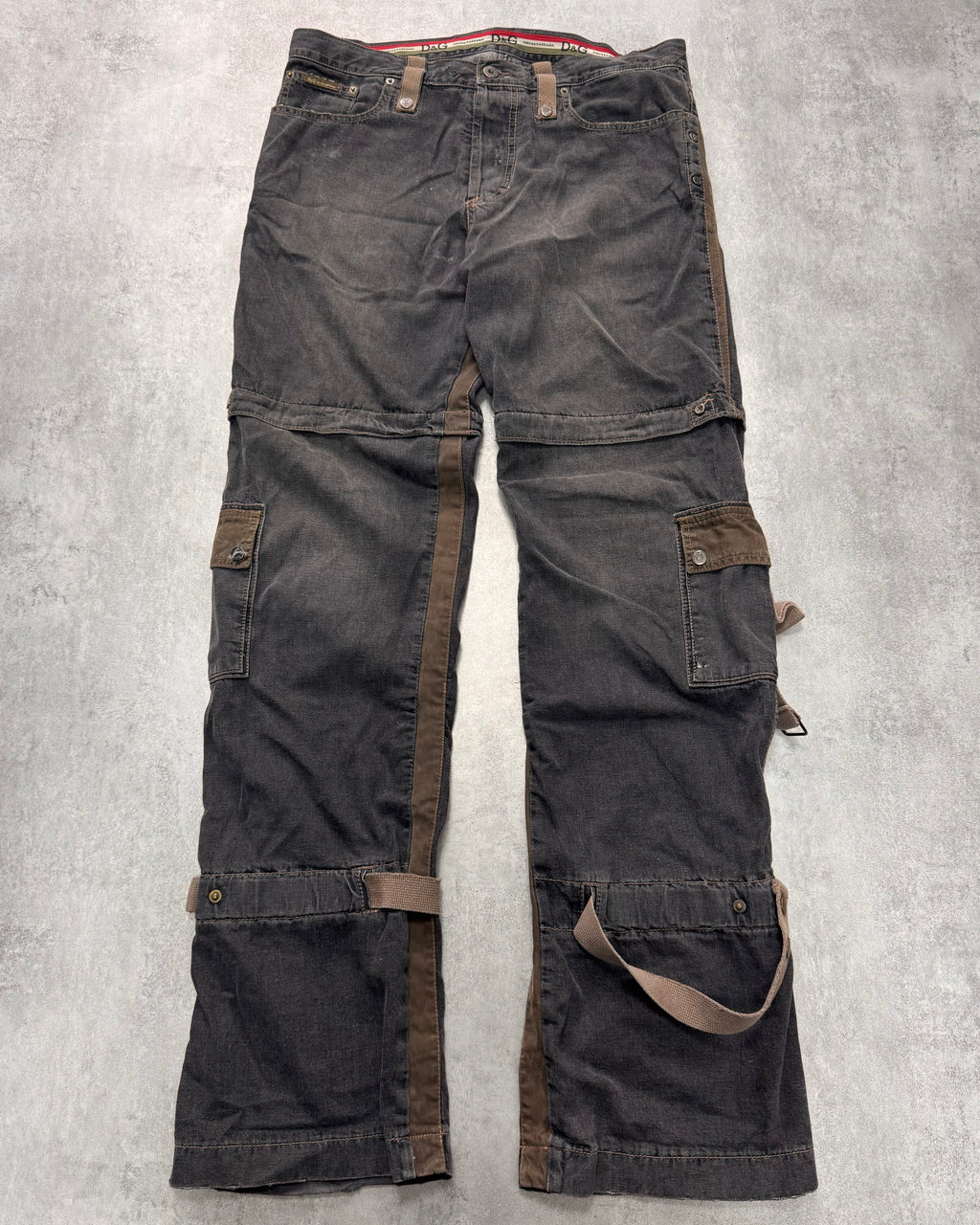 AW2004 Dolce & Gabbana Military Harness Cargo Grey Denim Jeans