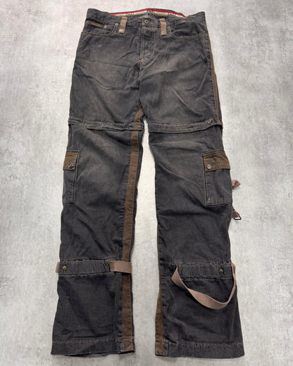 AW2004 Dolce & Gabbana Military Harness Cargo Grey Denim Jeans (L/XL)