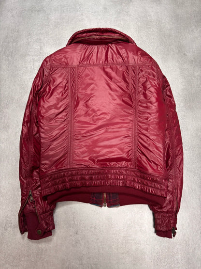 2000s Dolce & Gabbana Wine Burgundy Utility Cargo Puffer Jacket (M)