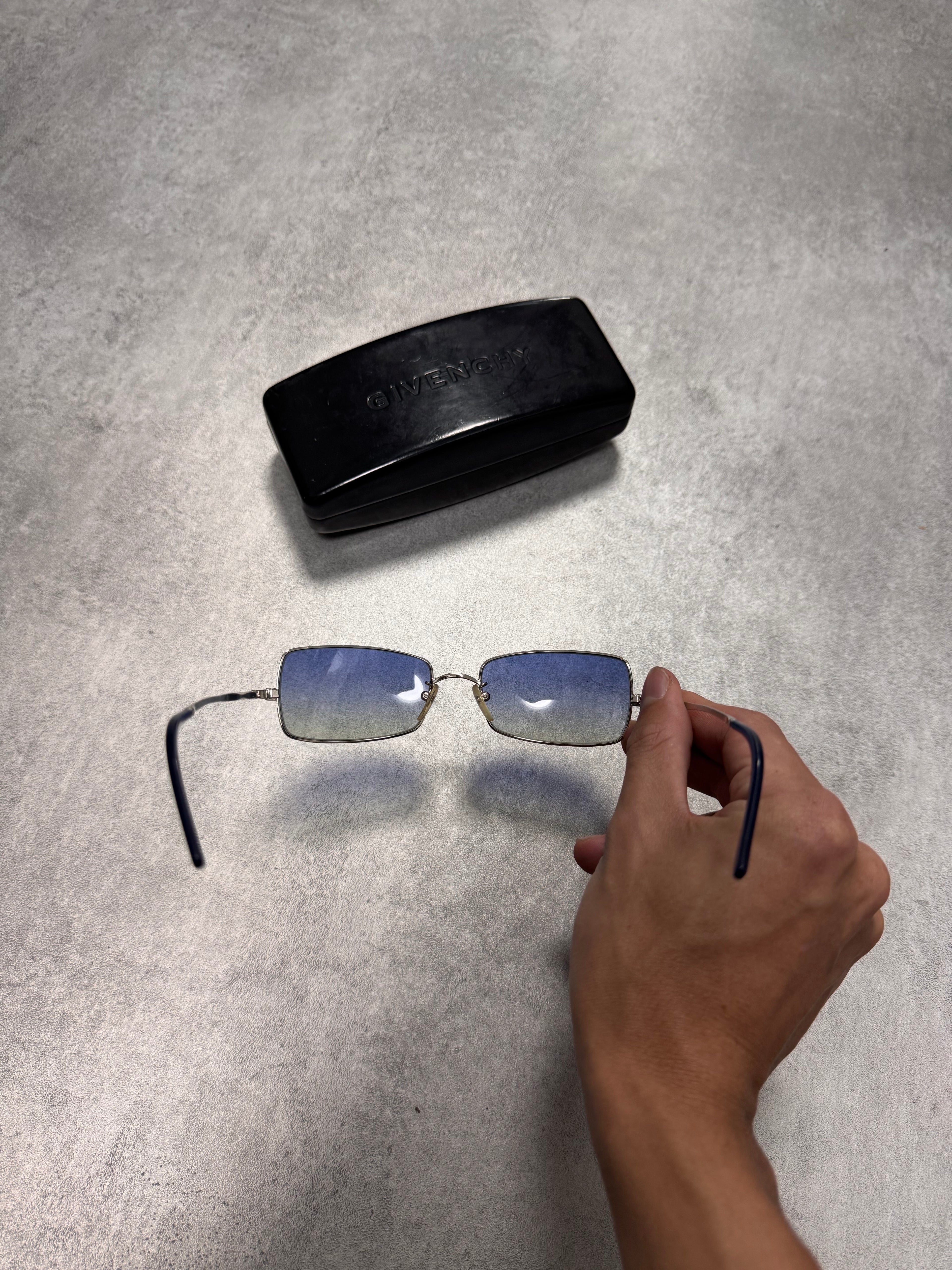 2000s Givenchy Soft Blue Rectangle Sunglasses