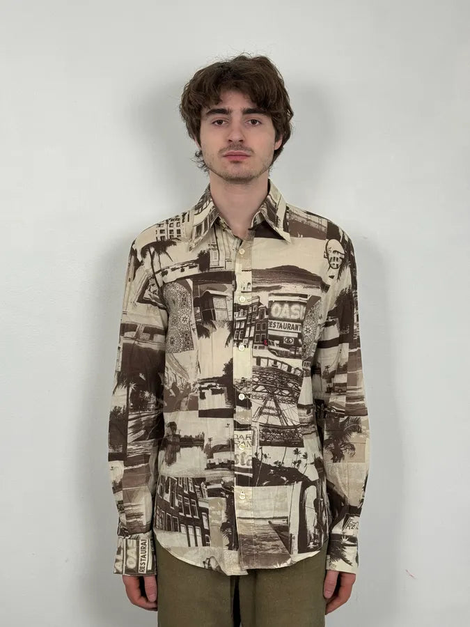 1990s Dolce & Gabbana Brown & White Photography Shirt NYBlMYl 1