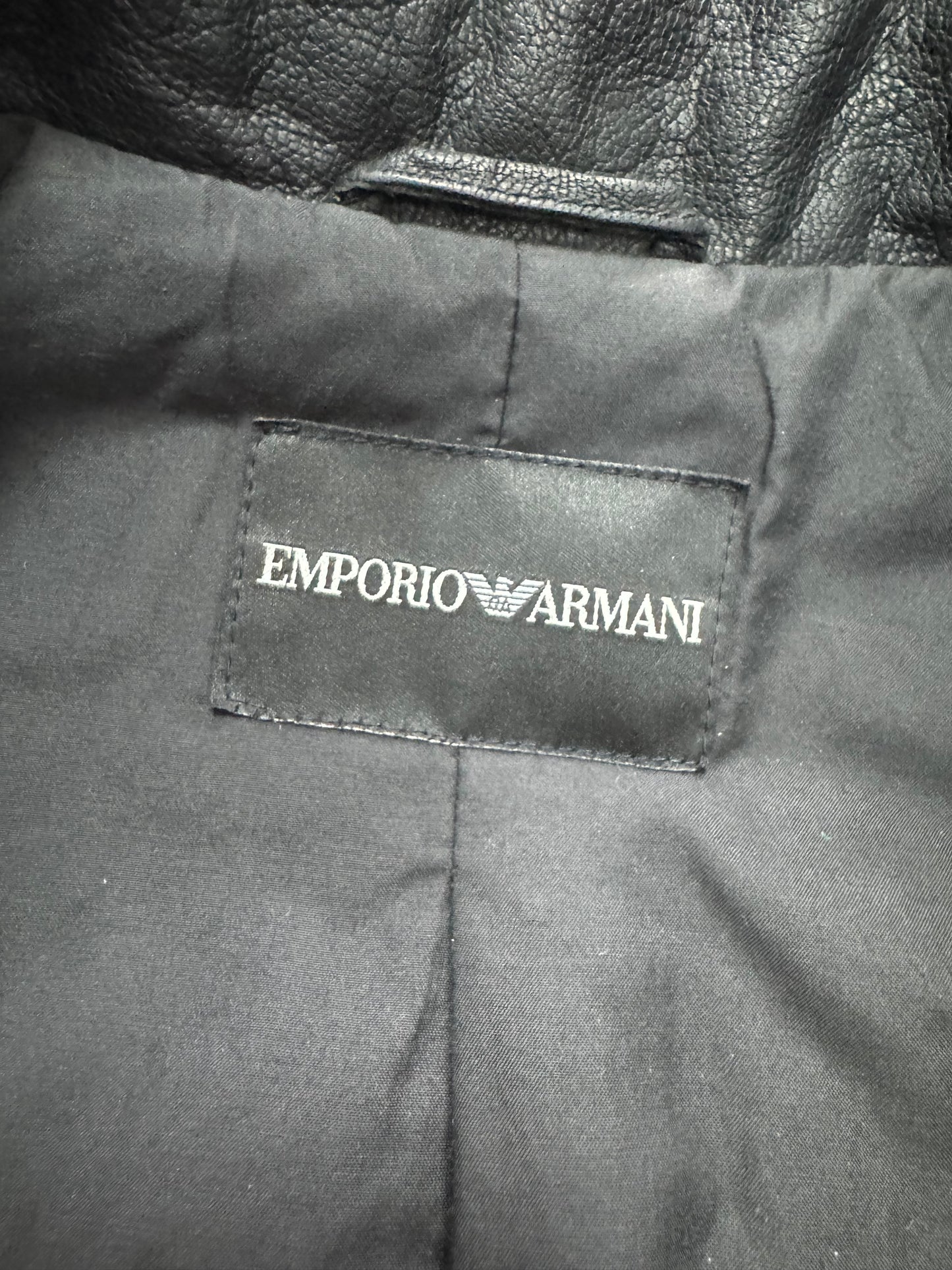 AW2007 Emporio Armani Textured Black Leather Jacket (S/M)