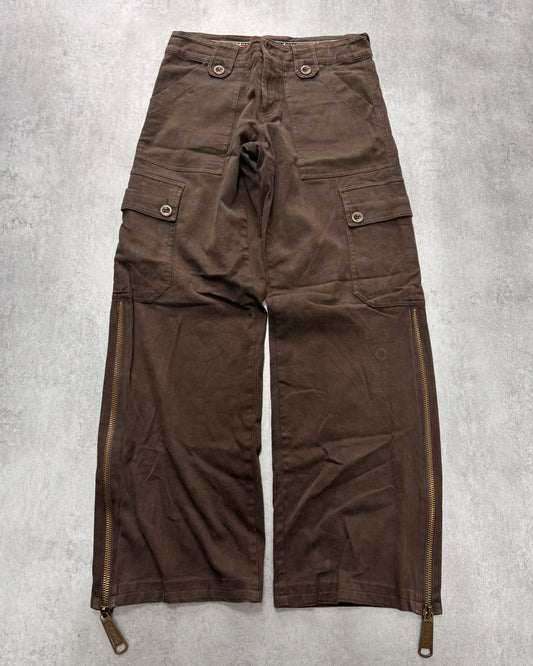 2000s Dolce & Gabbana Cargo Long Zips Brown Pants (XS/S)