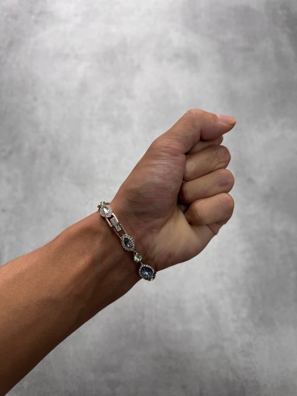 1990s Givenchy Gemstones Reversible Stainless Steel Bracelet