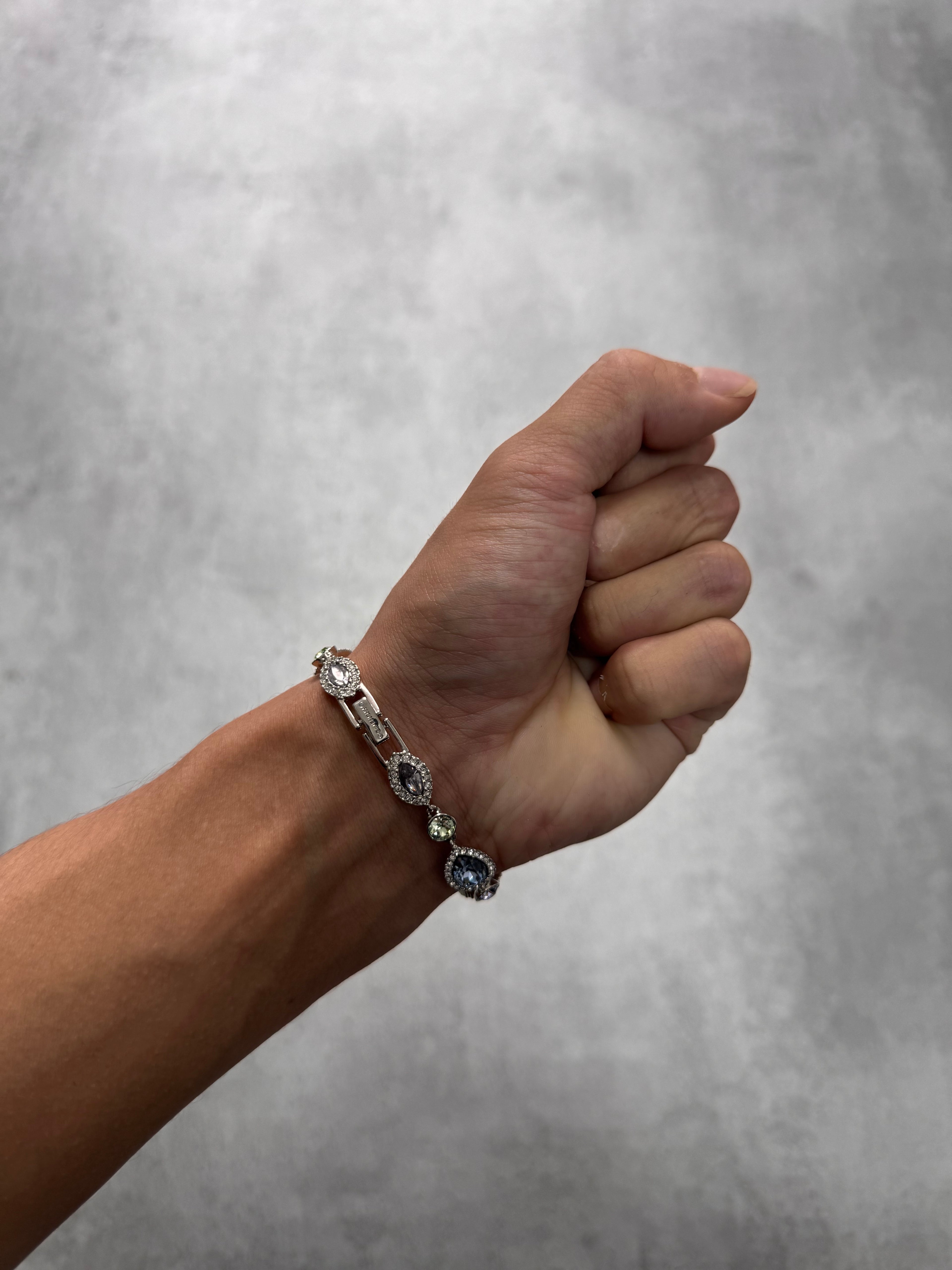 1990s Givenchy Gemstones Reversible Stainless Steel Bracelet