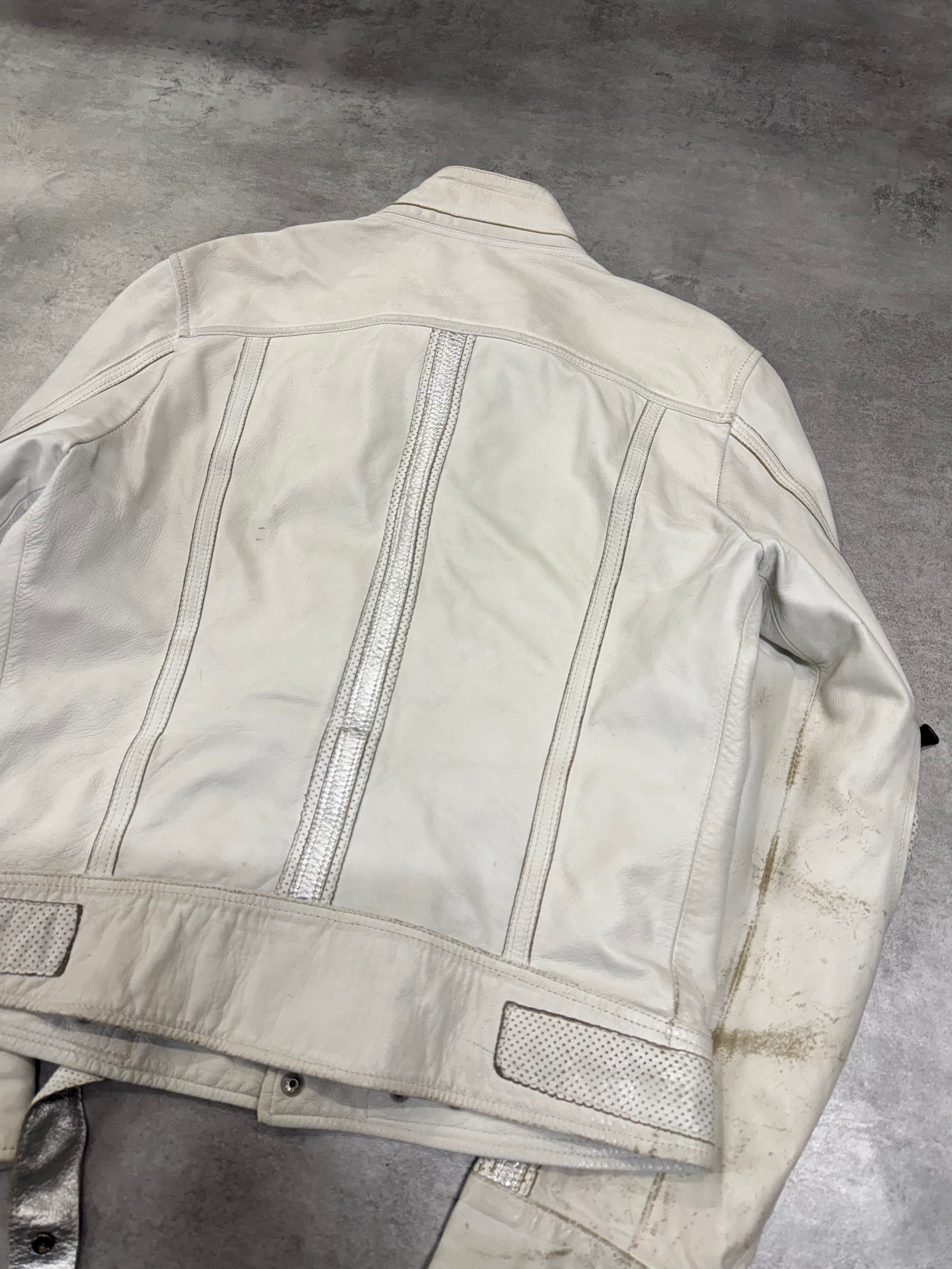 SS2005 Dolce & Gabbana Apocalyptic Biker White Leather Jacket (M)