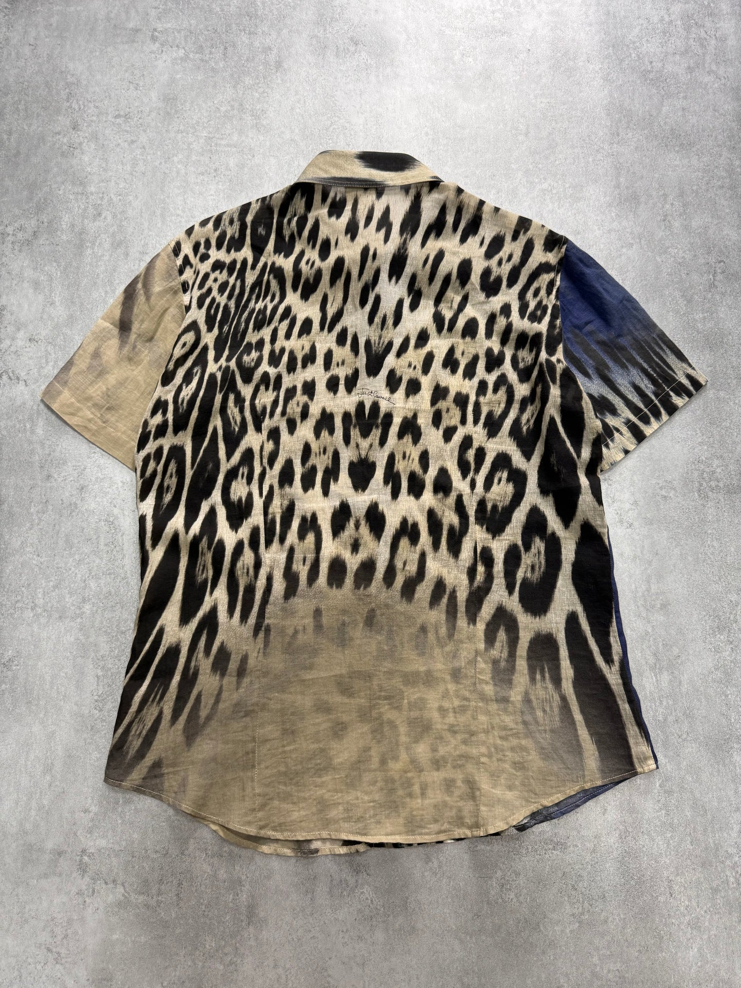 SS2005 Just Cavalli Leopard Ocean Gradient Shirt (L)