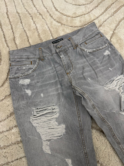 Dolce & Gabbana Distressed Grey Denim Jeans (M/L)