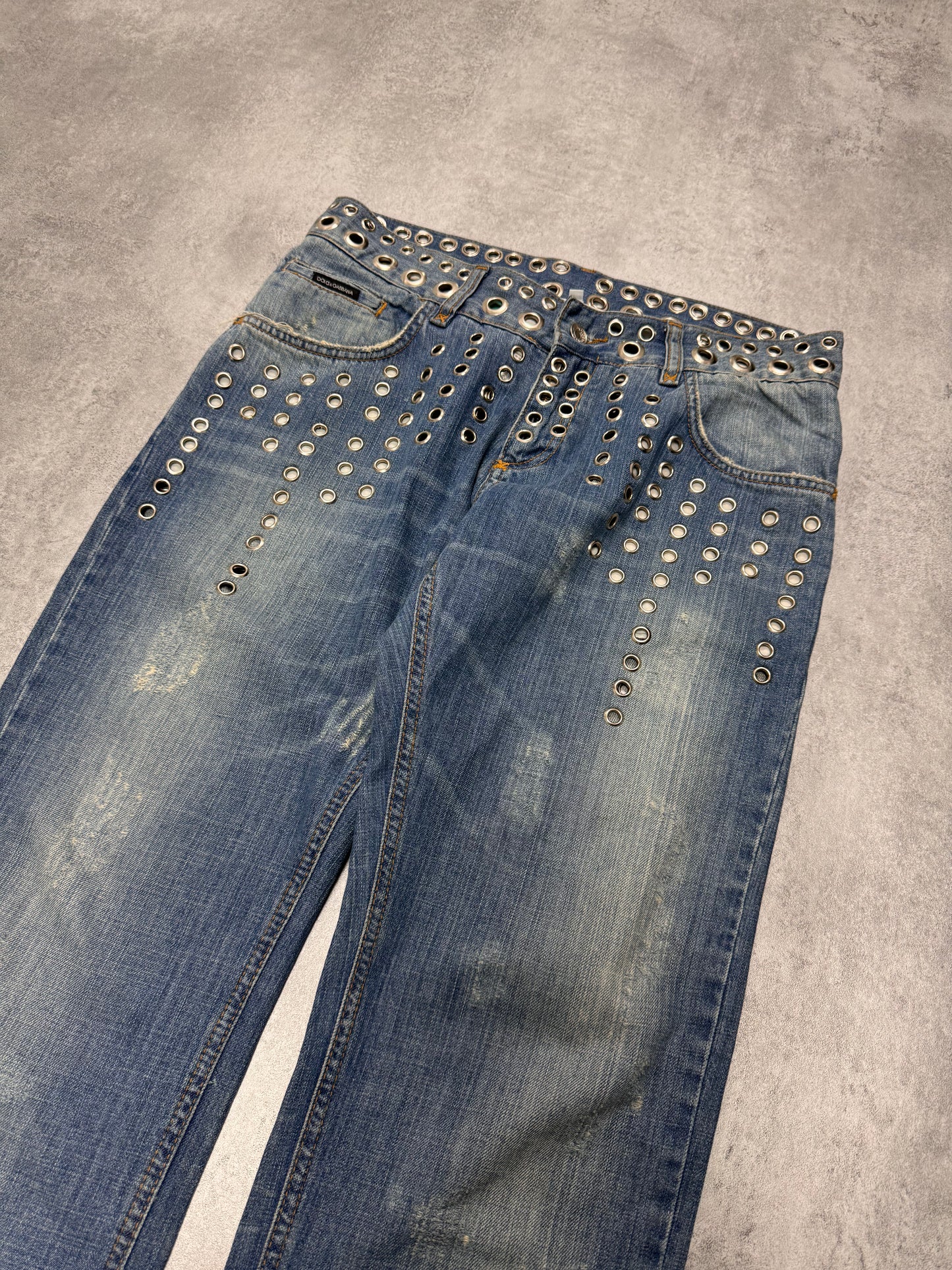 SS2006 Dolce & Gabbana Eyled Punk Holes Jeans (S/M)