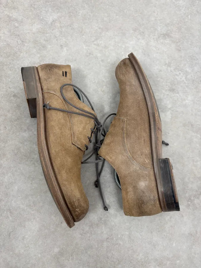 The Last Conspiracy Beige Suede Leather Eroded Derby Shoes TuJEWES 5