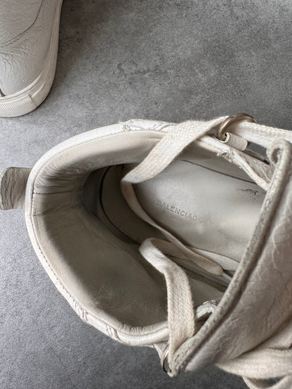 Balenciaga Arena High White Cracked Leather Sneakers (42eu/us8,5)