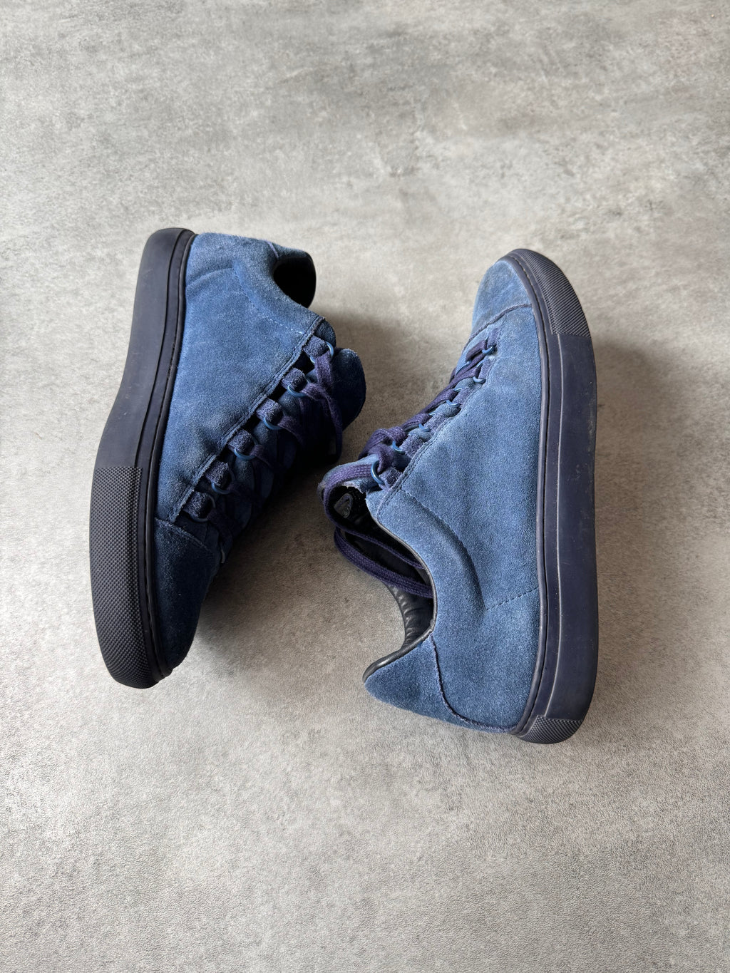 Balenciaga Arena Low Blue Suede Leather Sneakers