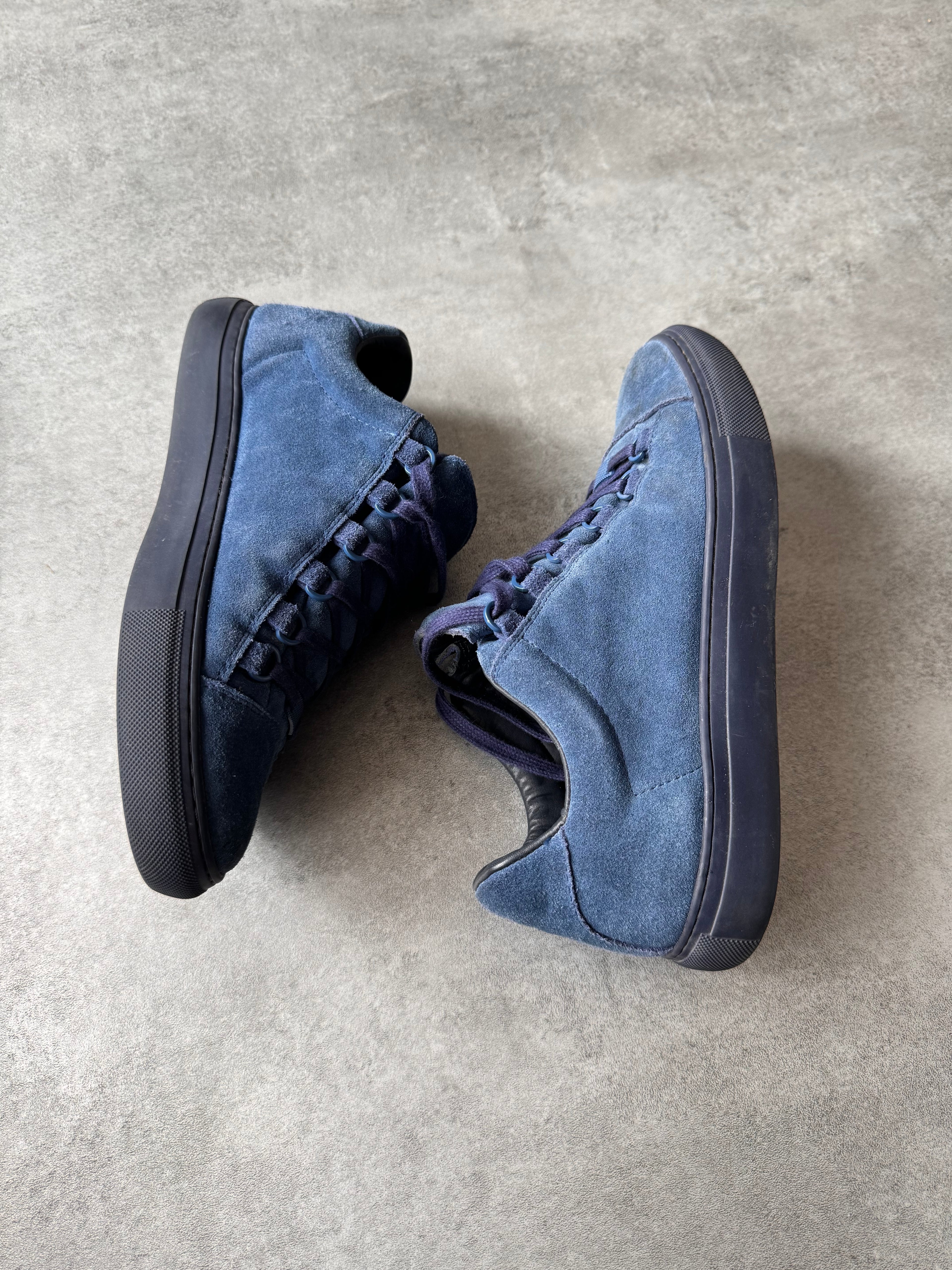 Balenciaga Arena Low Blue Suede Leather Sneakers