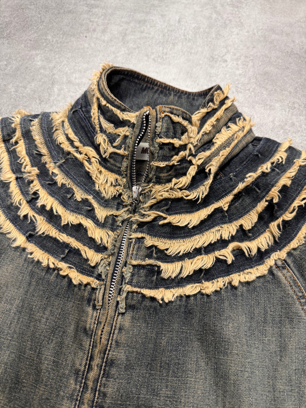 2000s Moschino Layers Collar Faded Denim Jacket