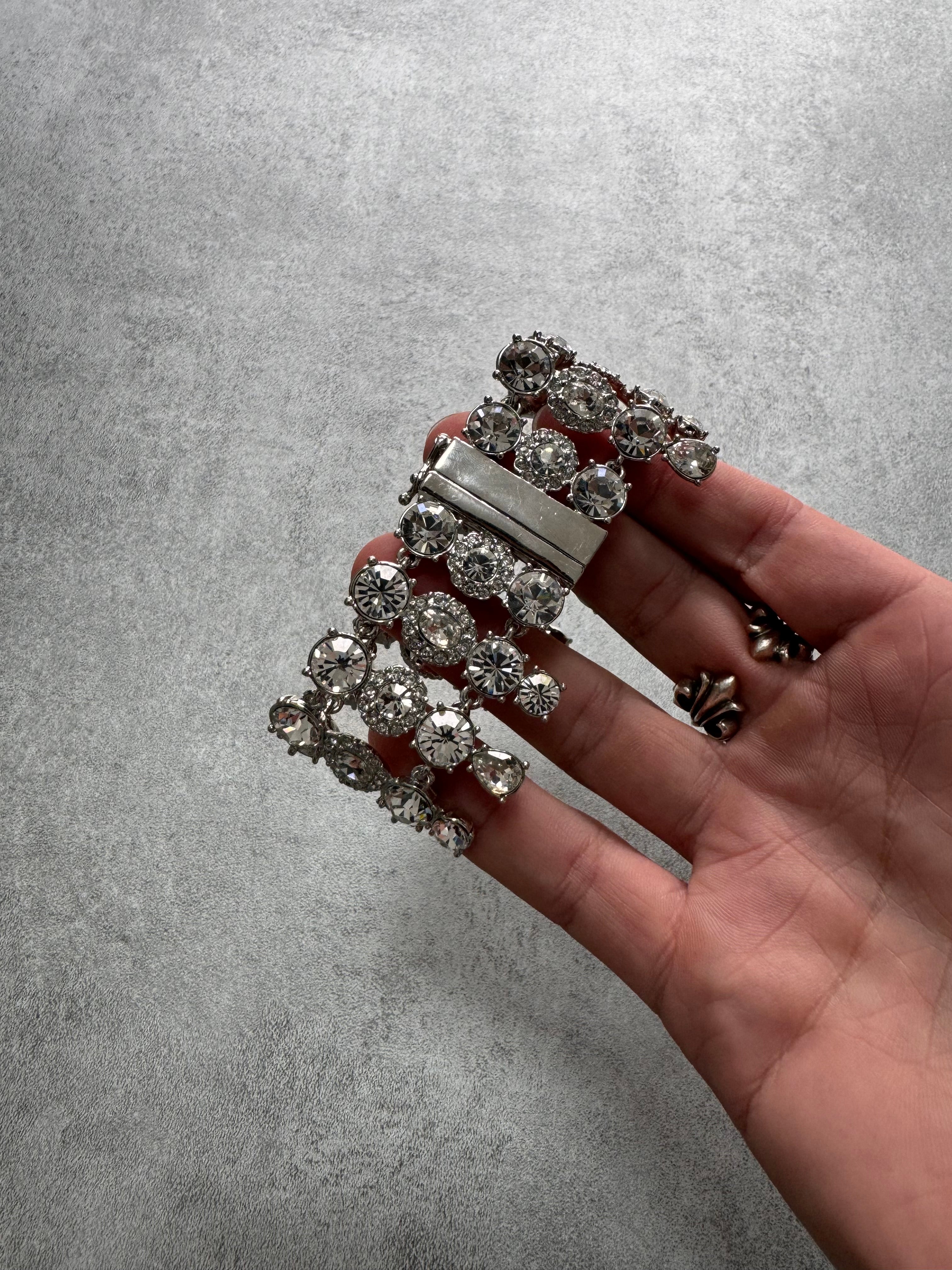 1990s Givenchy Royal Crystal Reversible Stainless Steel Bracelet (OS)