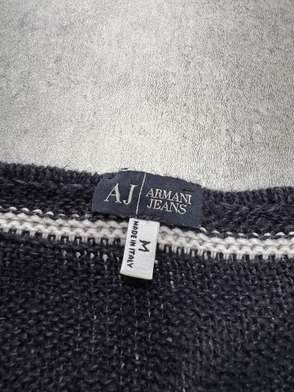2000s Armani Futuristic Design Navy Sweater