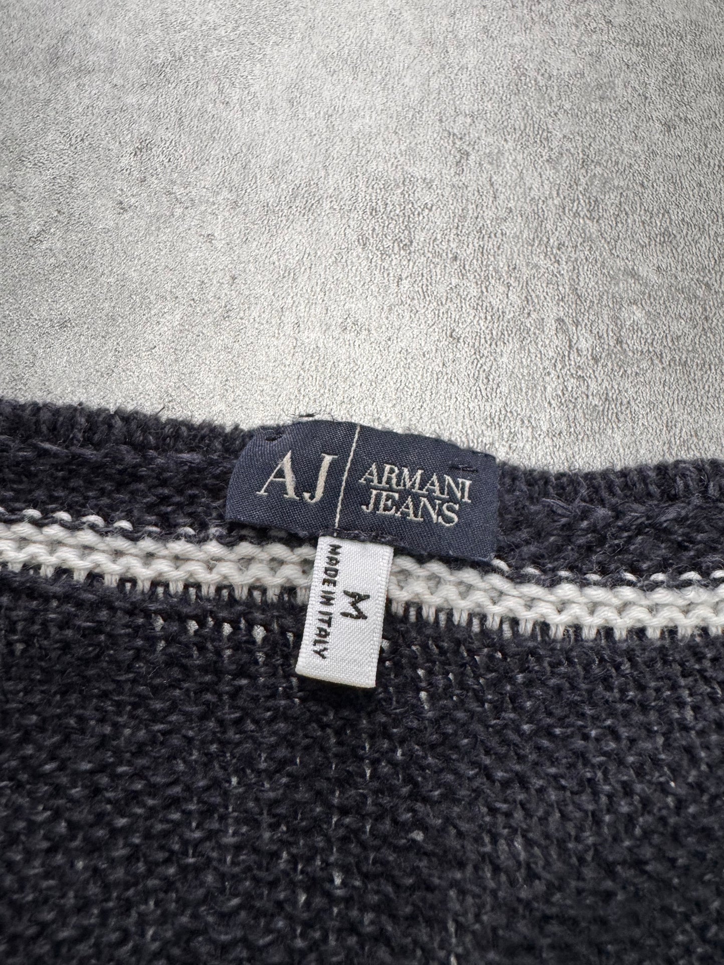 2000s Armani Futuristic Design Navy Sweater (M)