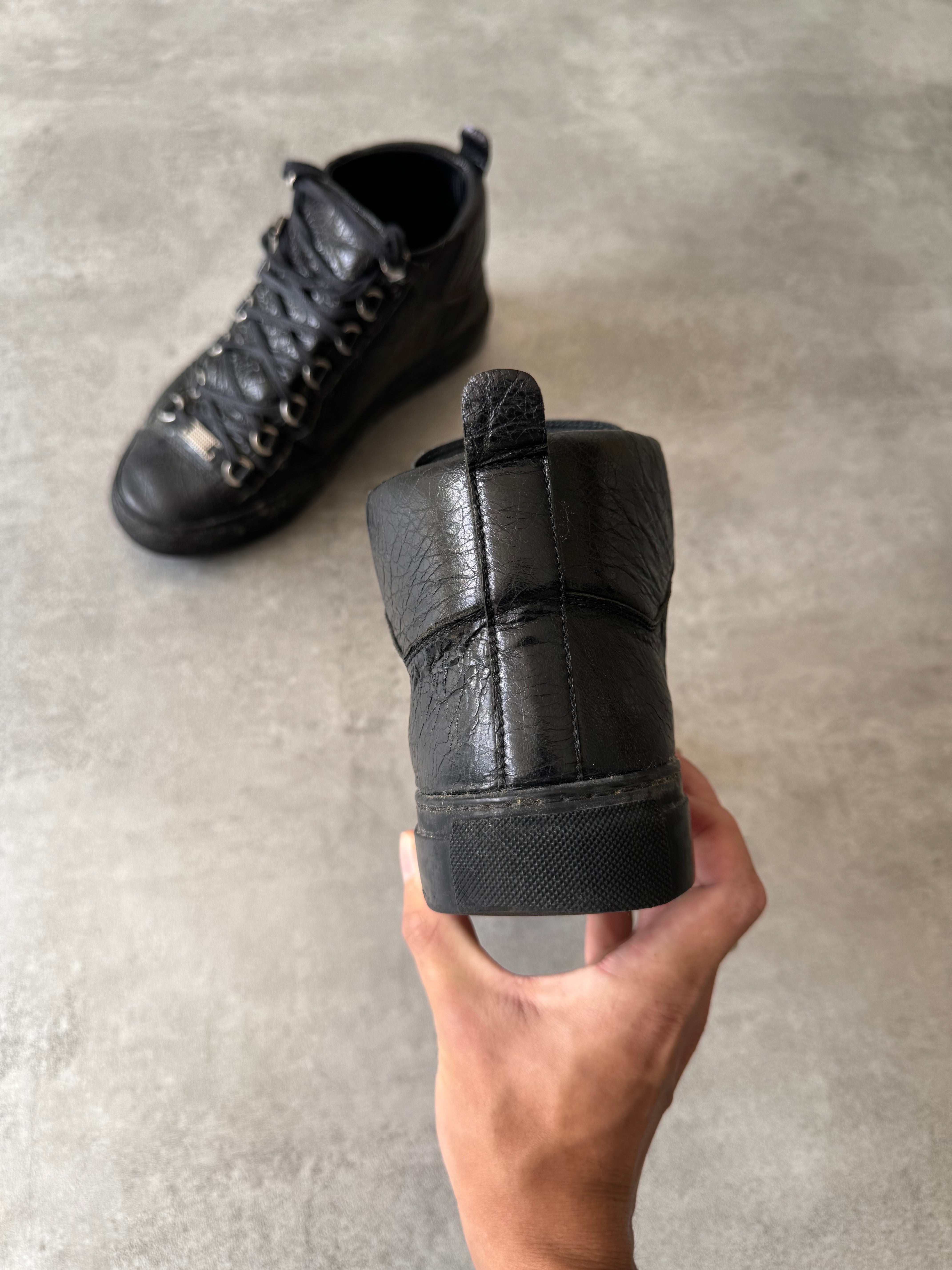 Balenciaga Arena High Black Cracked Leather Sneakers – Dolce Vita Hub