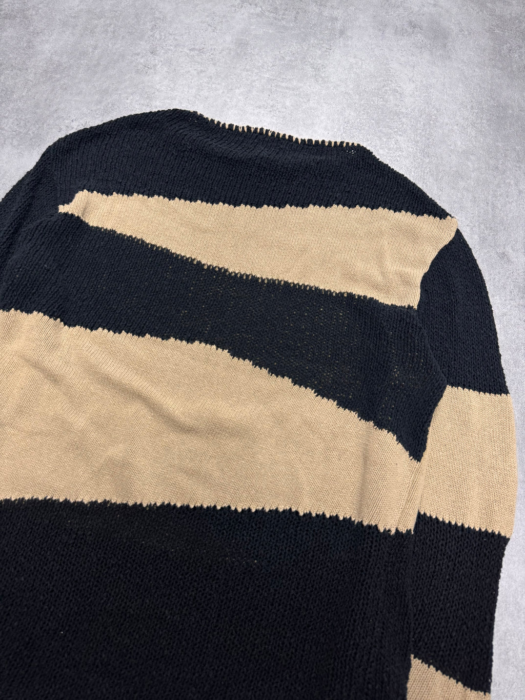 2000s Armani Beige & Navy Knitted Sweater