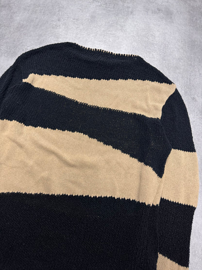 2000s Armani Beige & Navy Knitted Sweater (L)