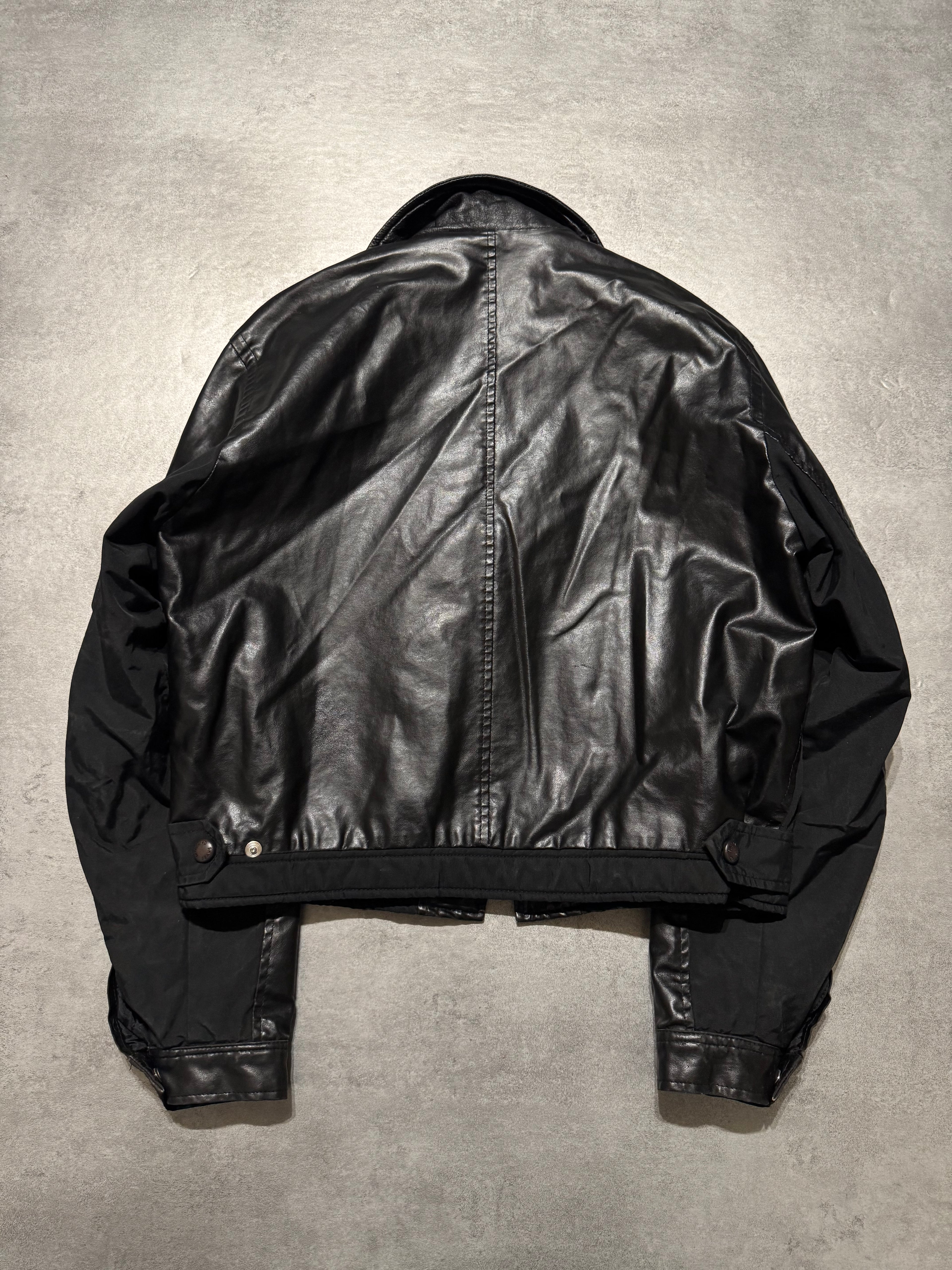 2000s Moschino Nylon Hybrid Black Cropped Jacket