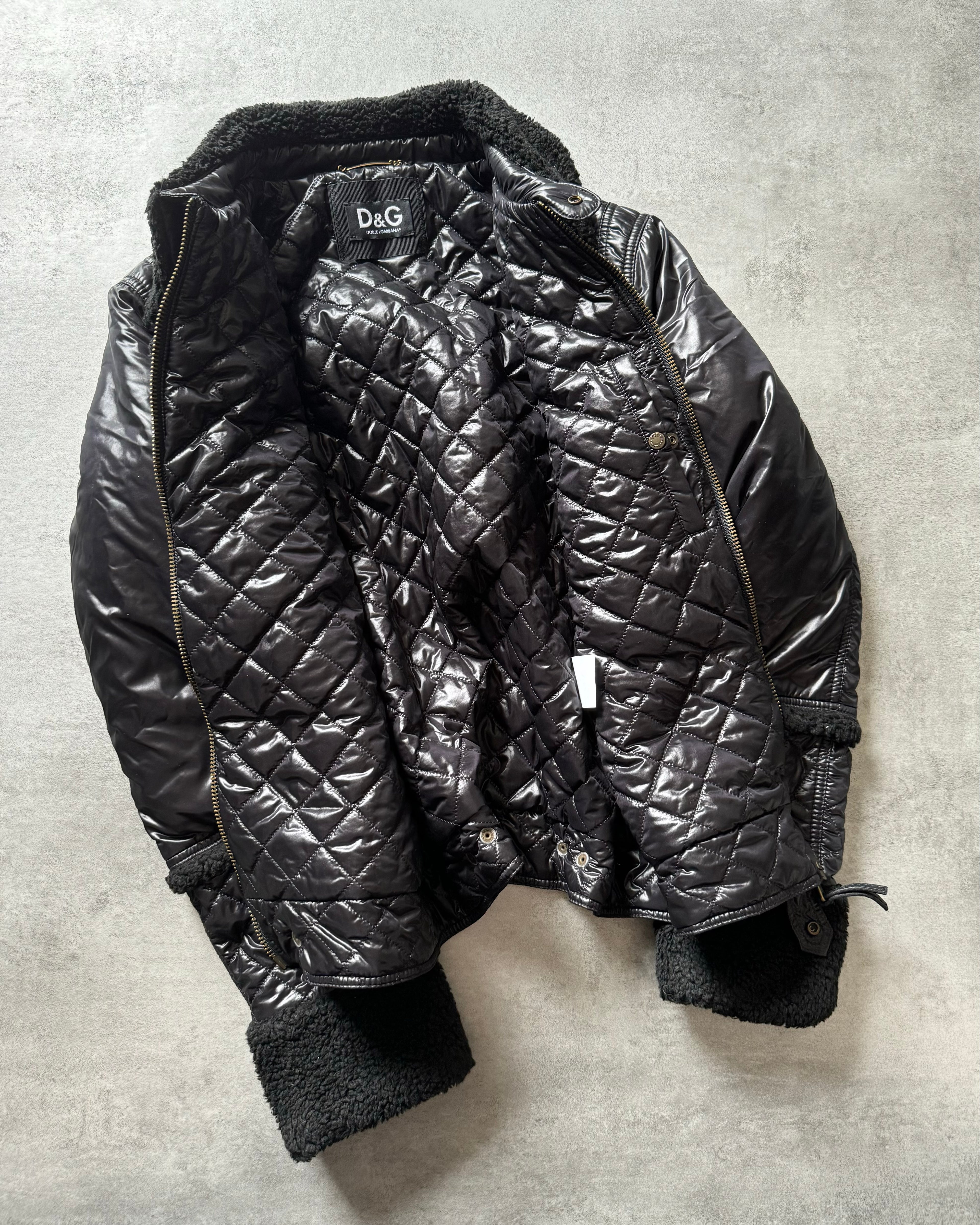 2000s Dolce & Gabbana Shearling Black Mafia Jacket (M)