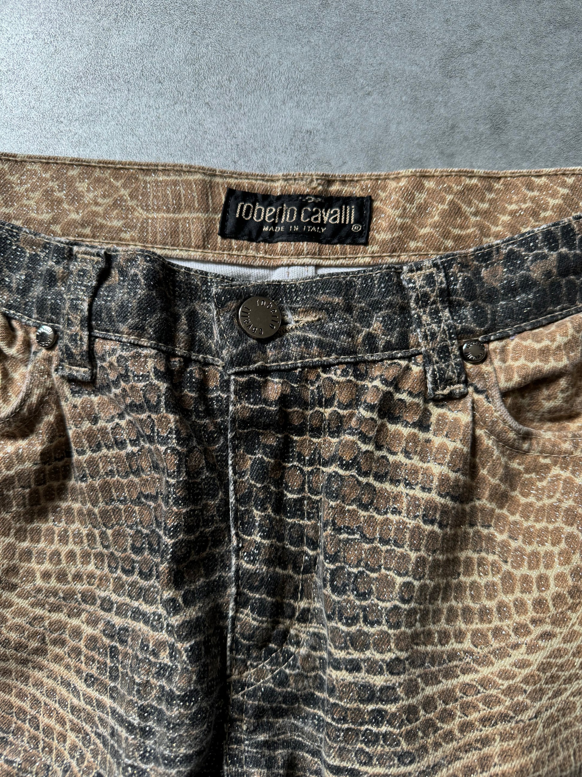 1990s Roberto Cavalli Bees Caramel Scales Pants (S) - 9